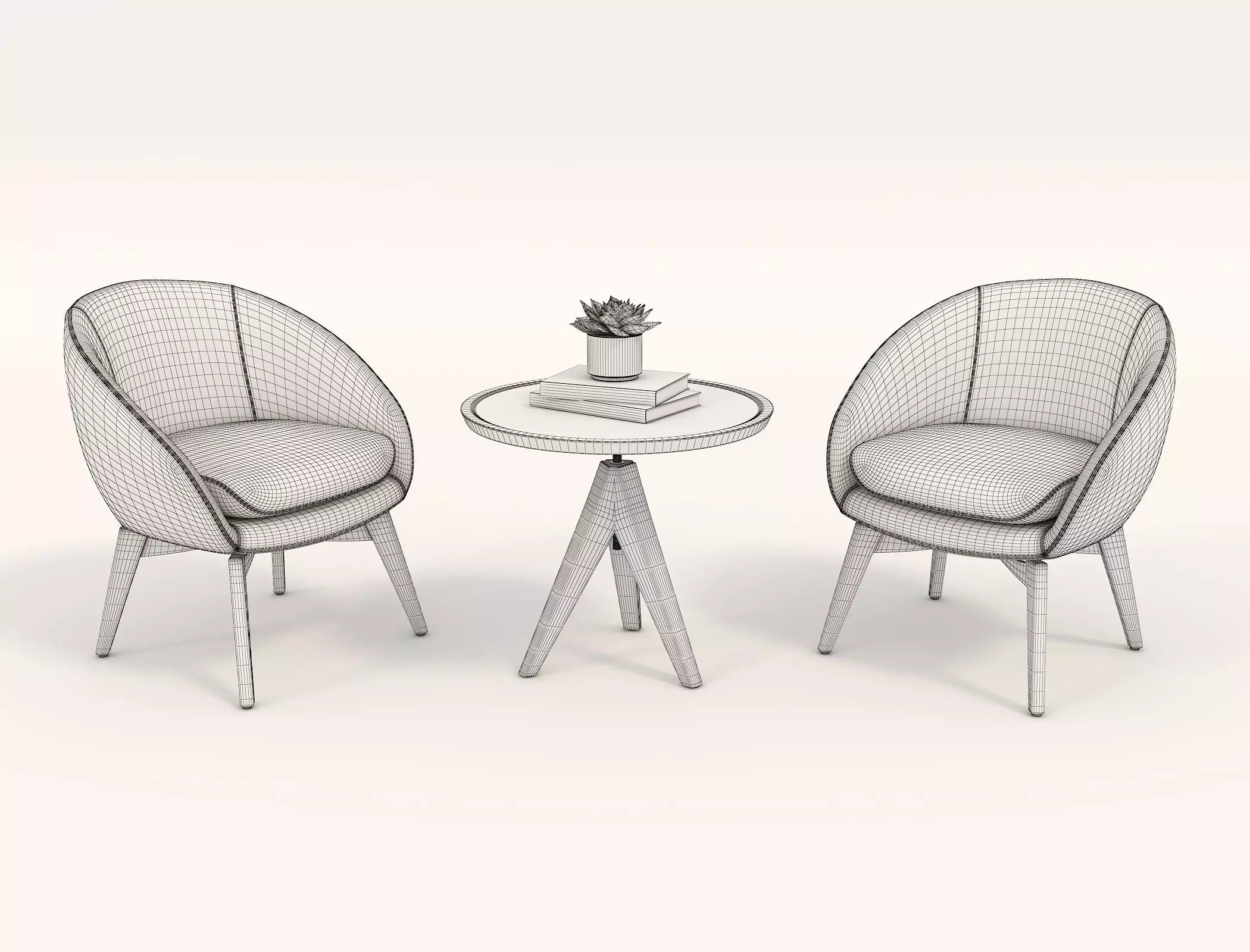 Modern Table and Chair Set 12 3D model_9