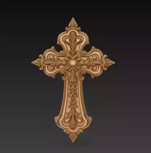 Ornamental Holy Cross - Baroque Carved 3D Model