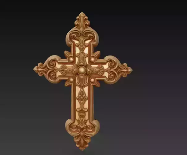Baroque Ornate Cross - Detailed Sacred Symbol 3D Model