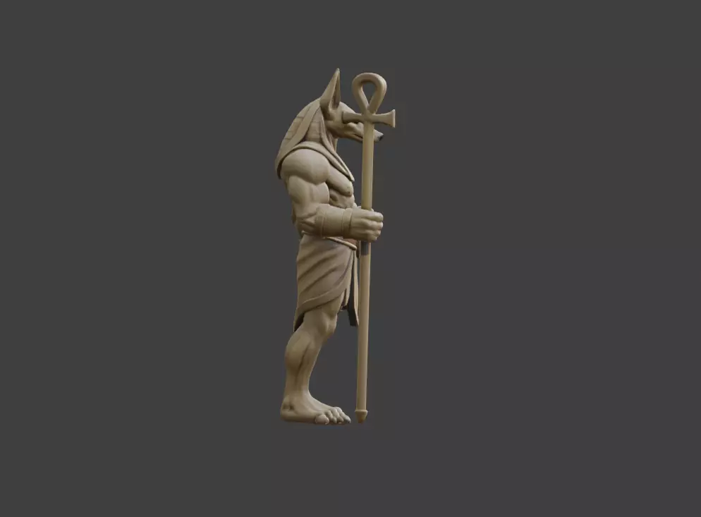 Anubis Guardian Statue 3D model_2