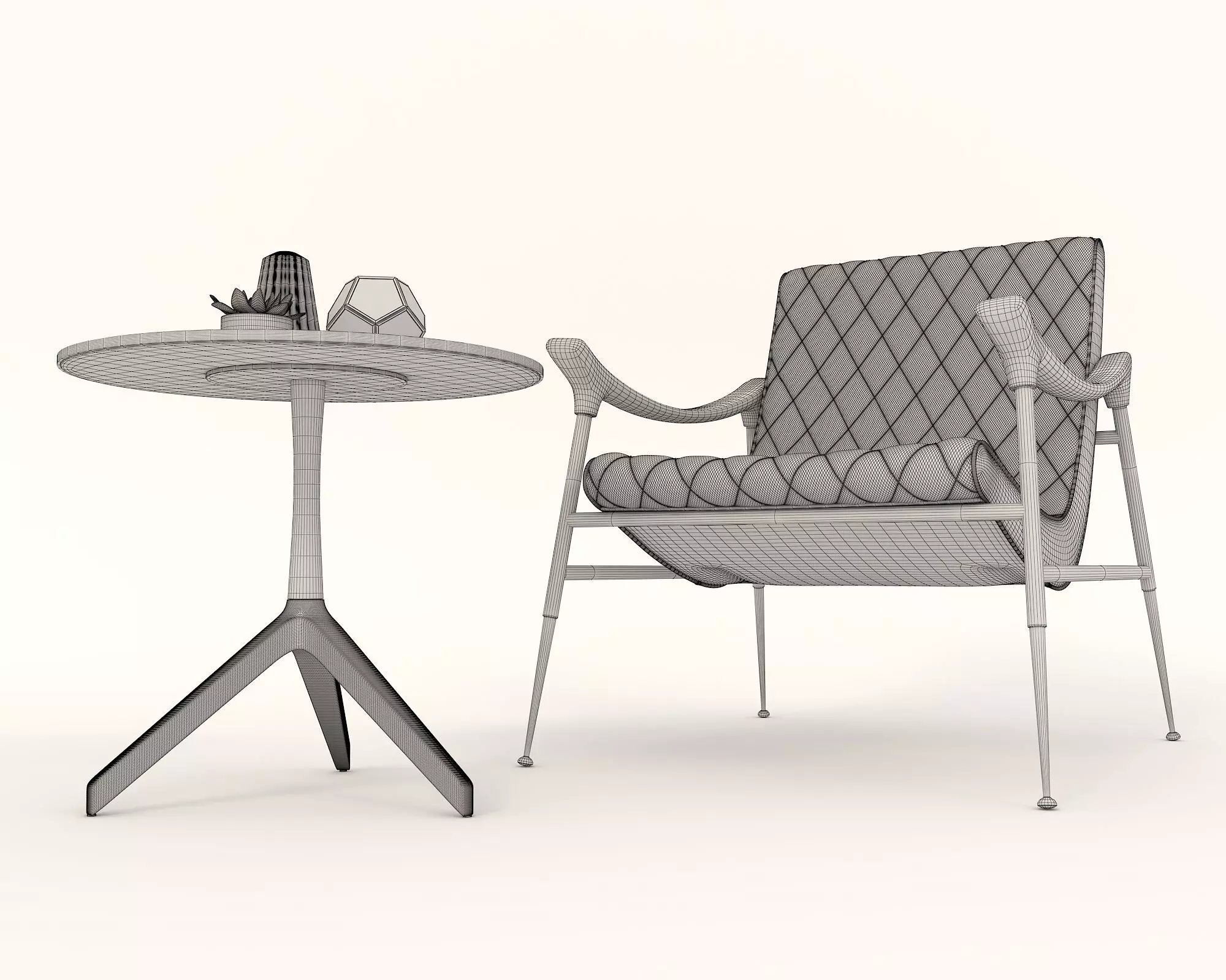 Modern Coffee Table and Armchair Set 26 3D model_7