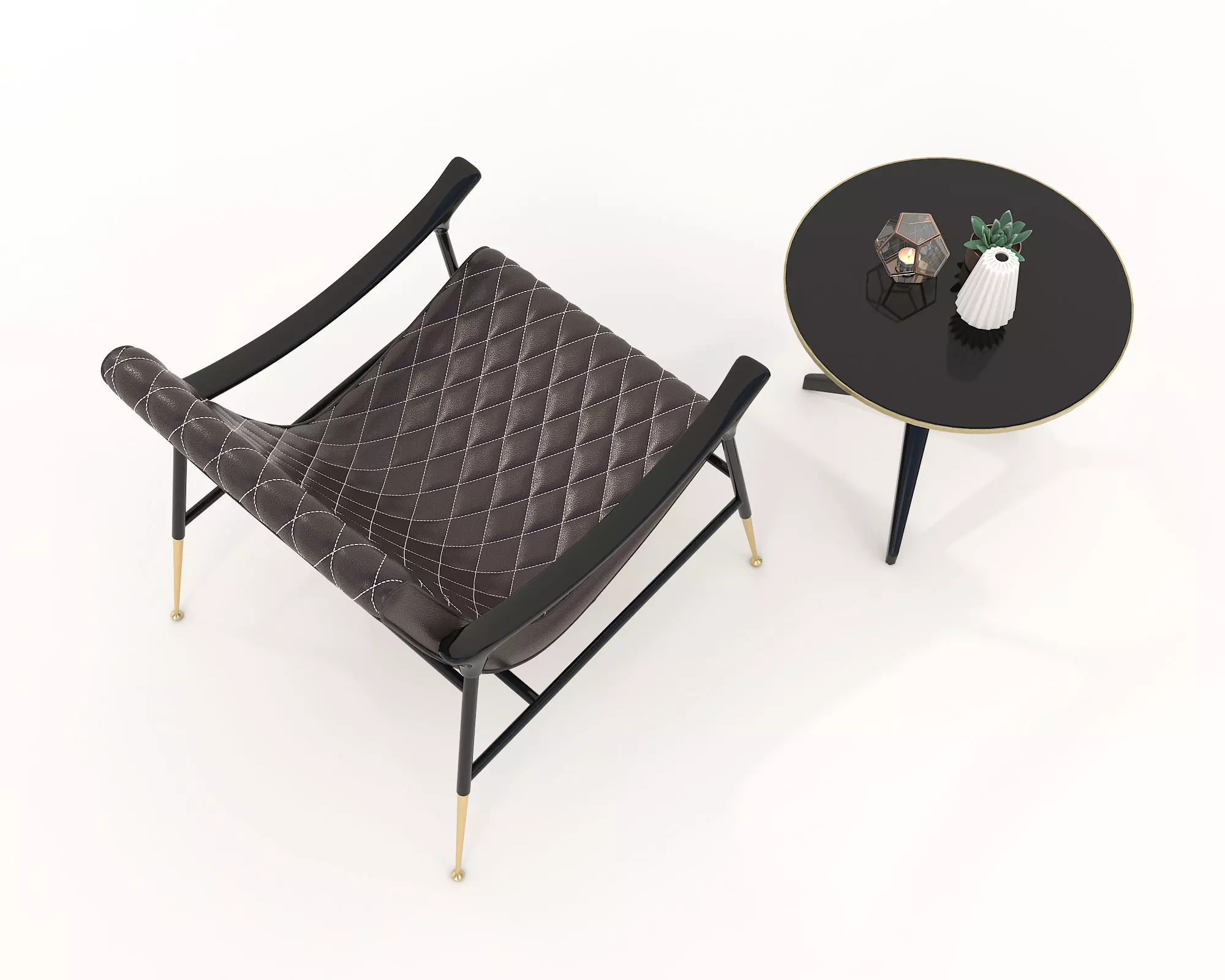 Modern Coffee Table and Armchair Set 26 3D model_2