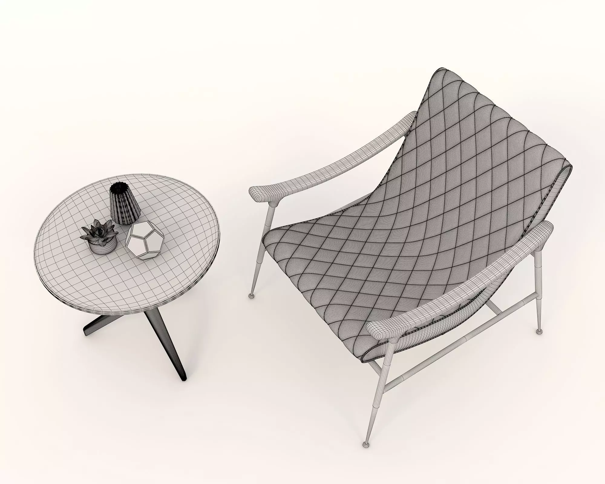 Modern Coffee Table and Armchair Set 26 3D model_8