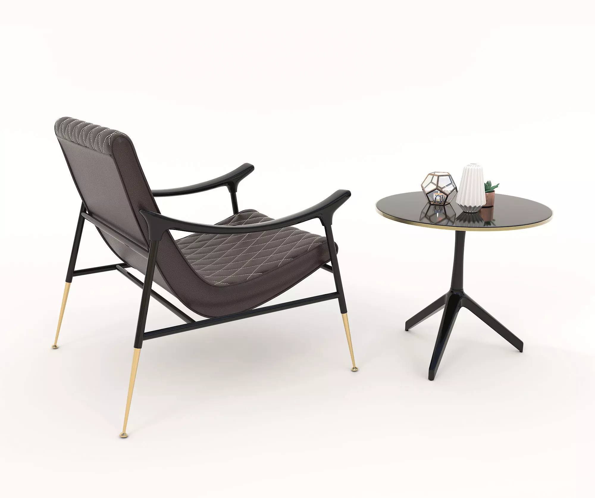 Modern Coffee Table and Armchair Set 26 3D model_1