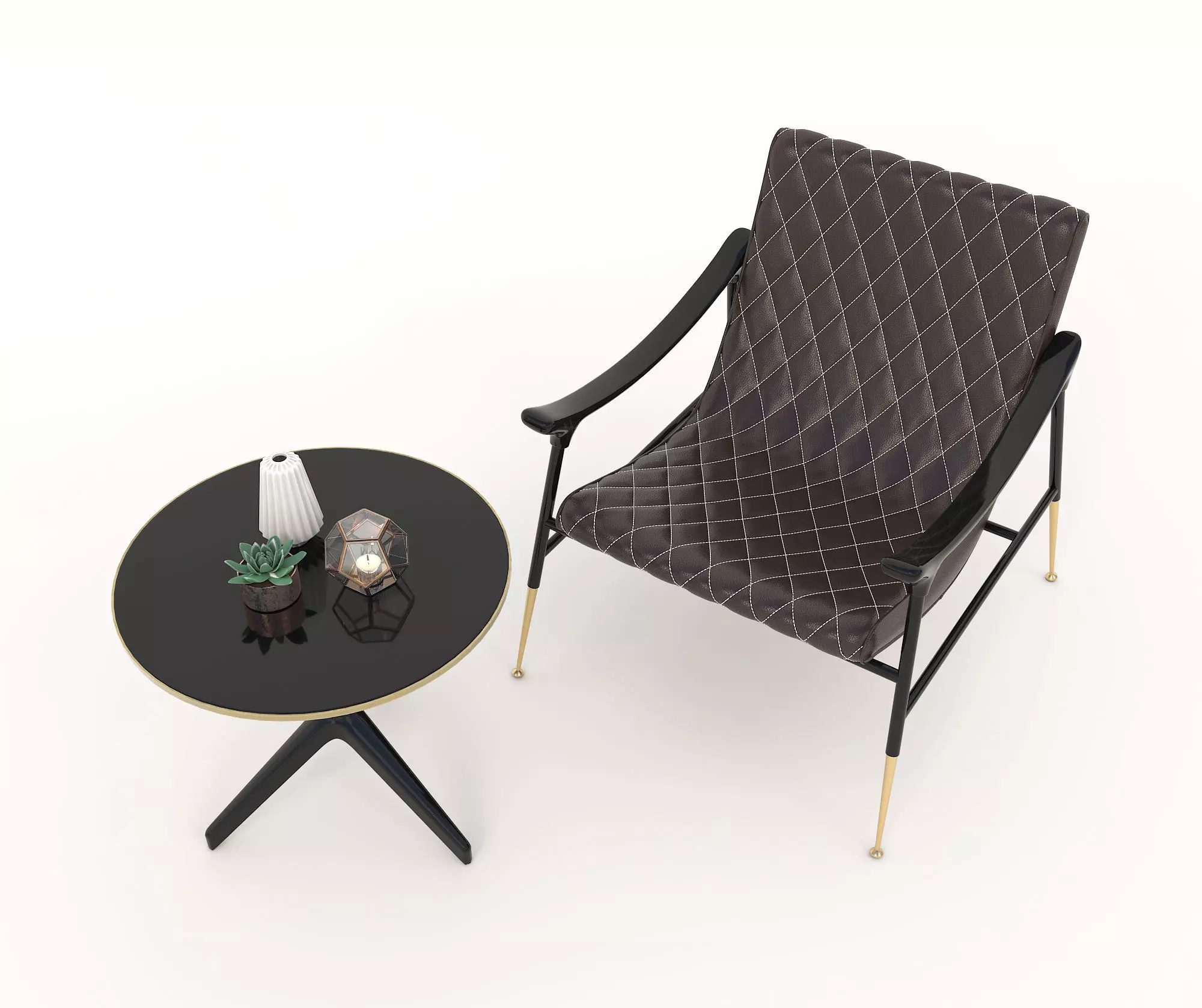 Modern Coffee Table and Armchair Set 26 3D model_3