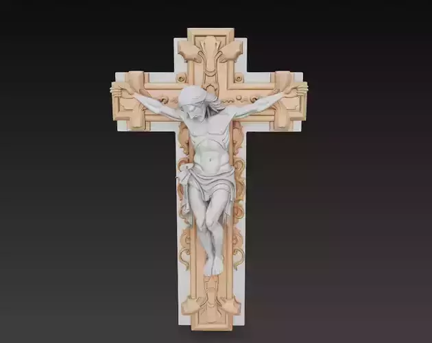 Sacred Crucifix - Ornate Jesus on Cross 3D Model