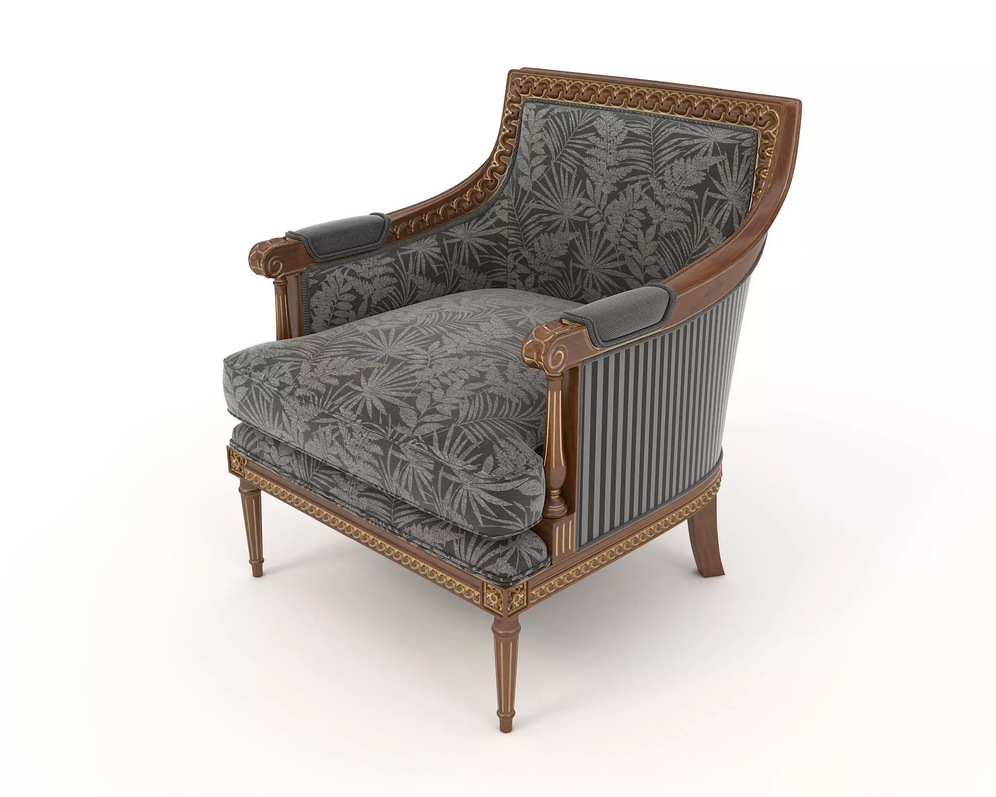 Classic European Style Coffee Table and Armchair 9 3D model_7