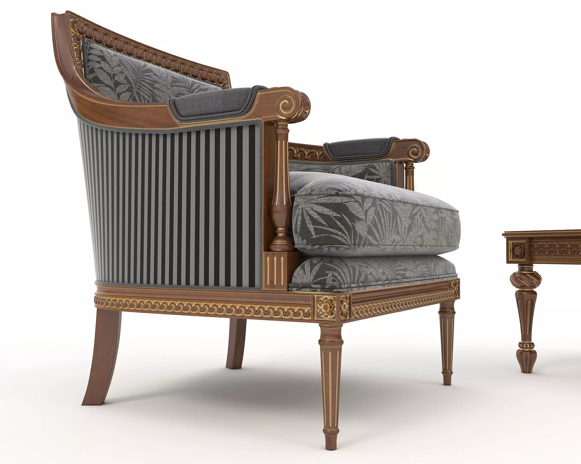 Classic European Style Coffee Table and Armchair 9 3D model_6