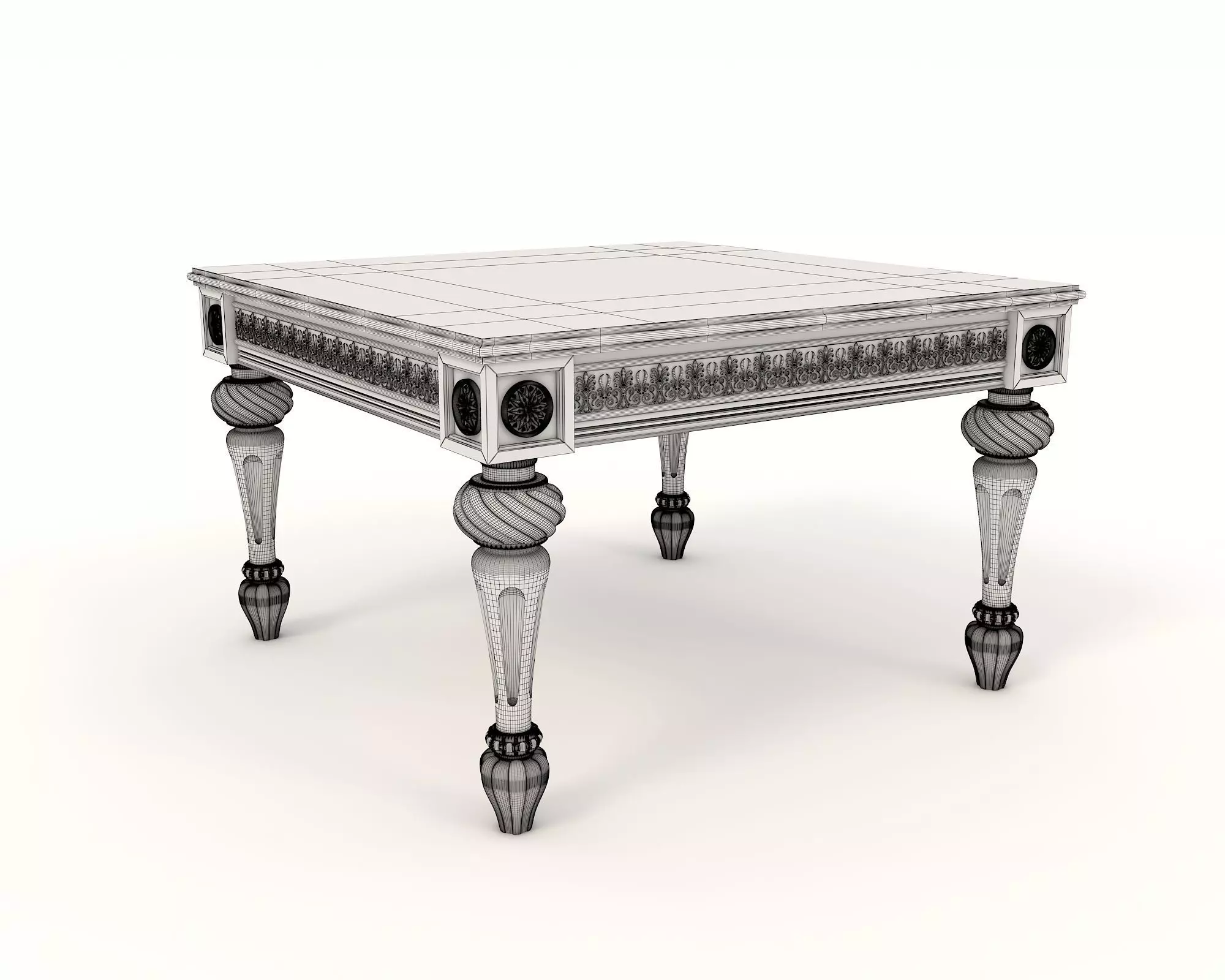 Classic European Style Coffee Table and Armchair 9 3D model_11