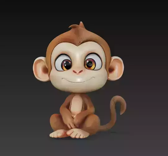 Cute Monkey - Stylized Cartoon Animal 3D Model
