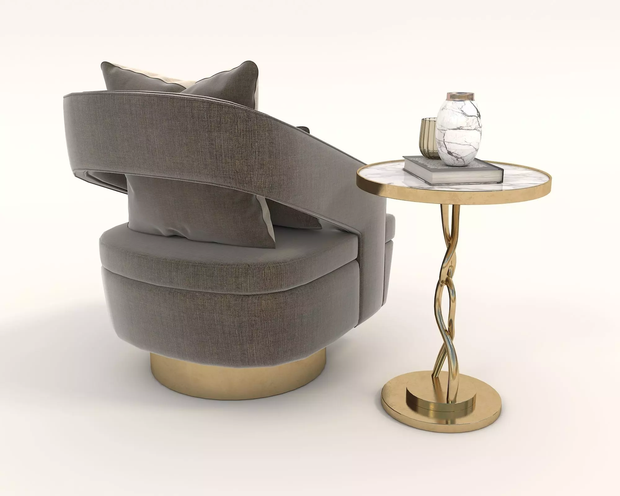 Modern Coffee Table and Armchair Set 30 3D model_2