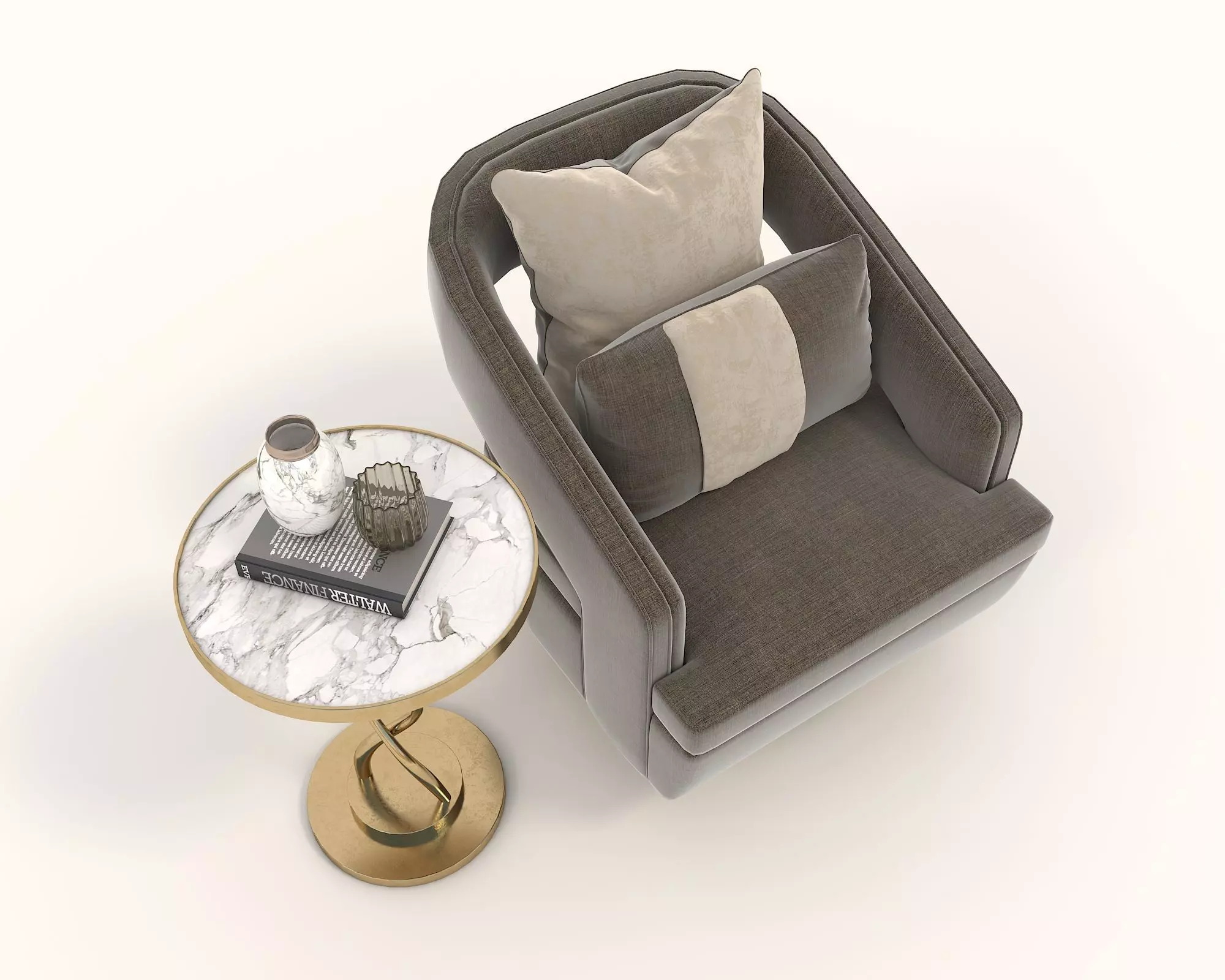 Modern Coffee Table and Armchair Set 30 3D model_1