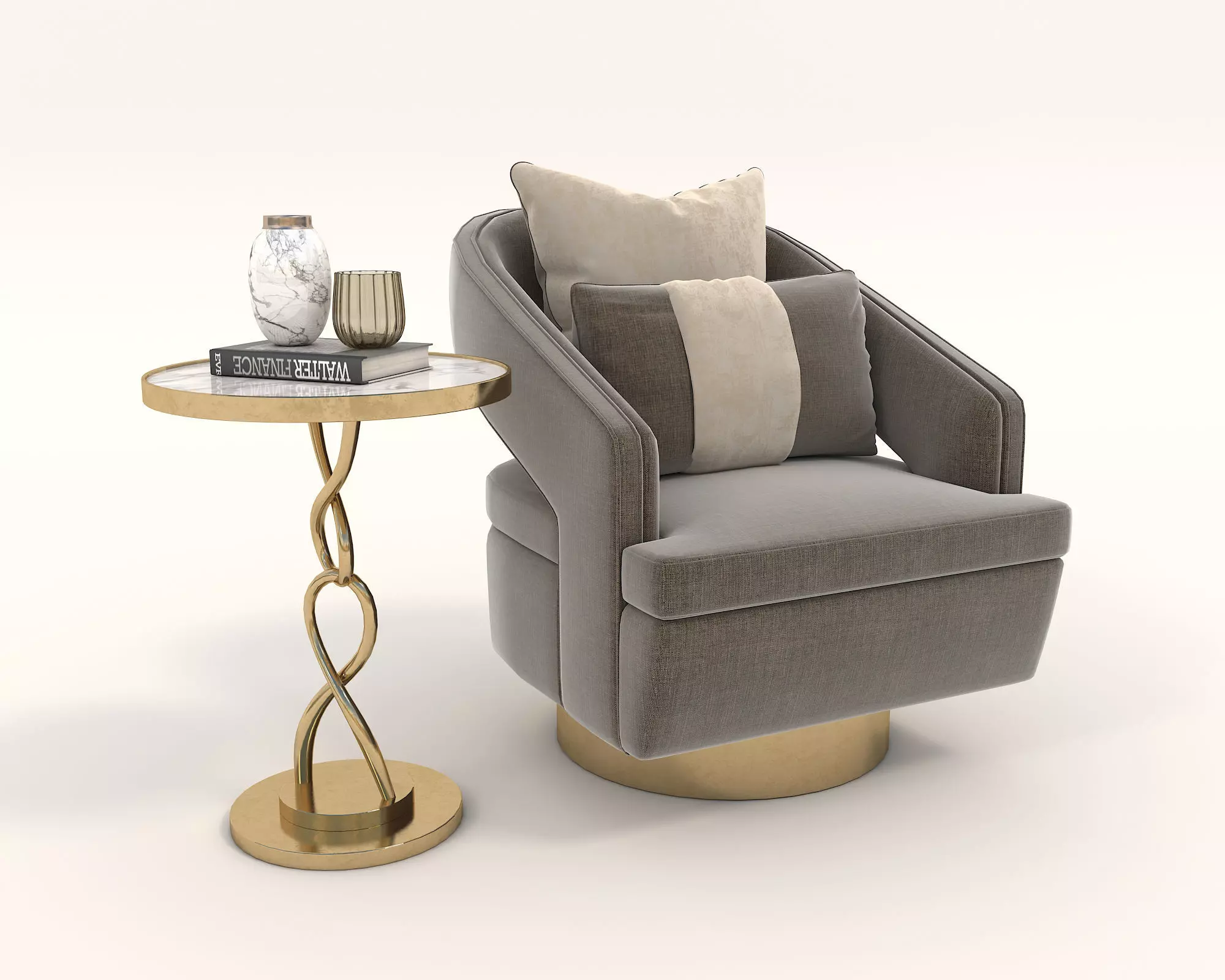 Modern Coffee Table and Armchair Set 30 3D model_0