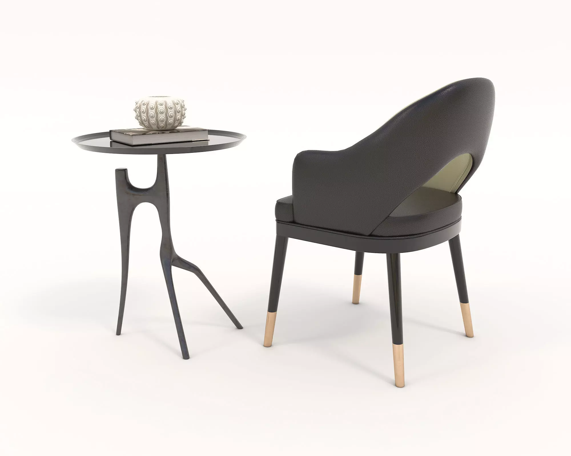 Modern Coffee Table and Chair 2 3D model_1