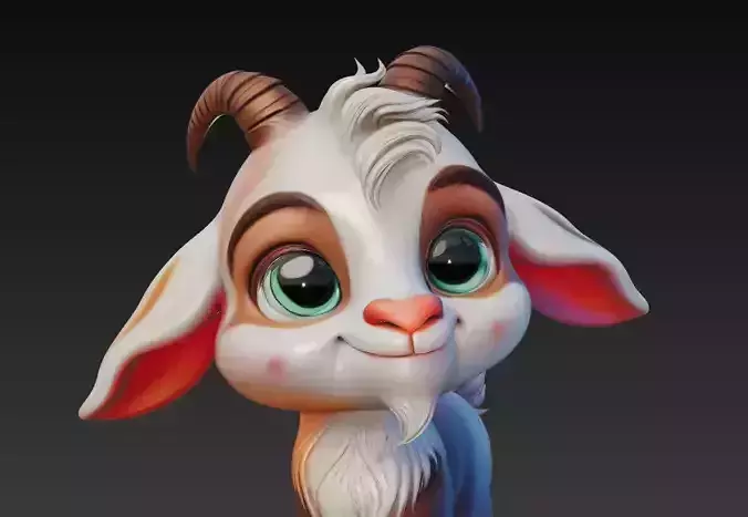 Cute Goat - Stylized Cartoon Animal 3D Model