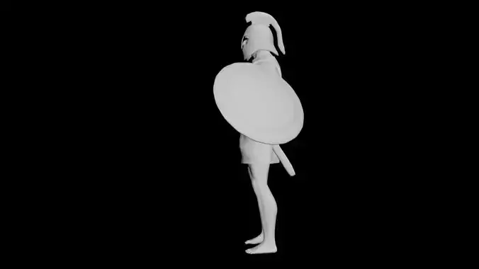 Hoplite spartan soldier with shield 3D model