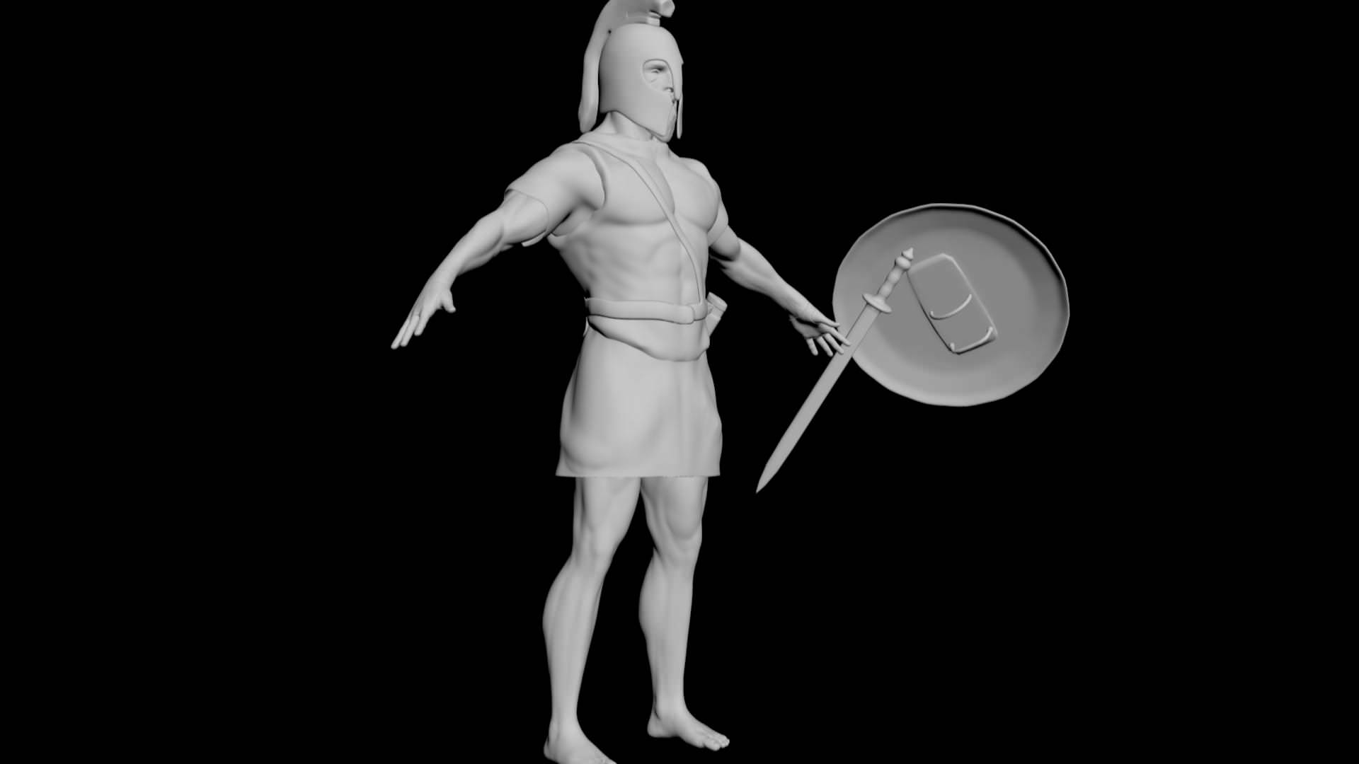 Hoplite spartan soldier with shield 3D model_1
