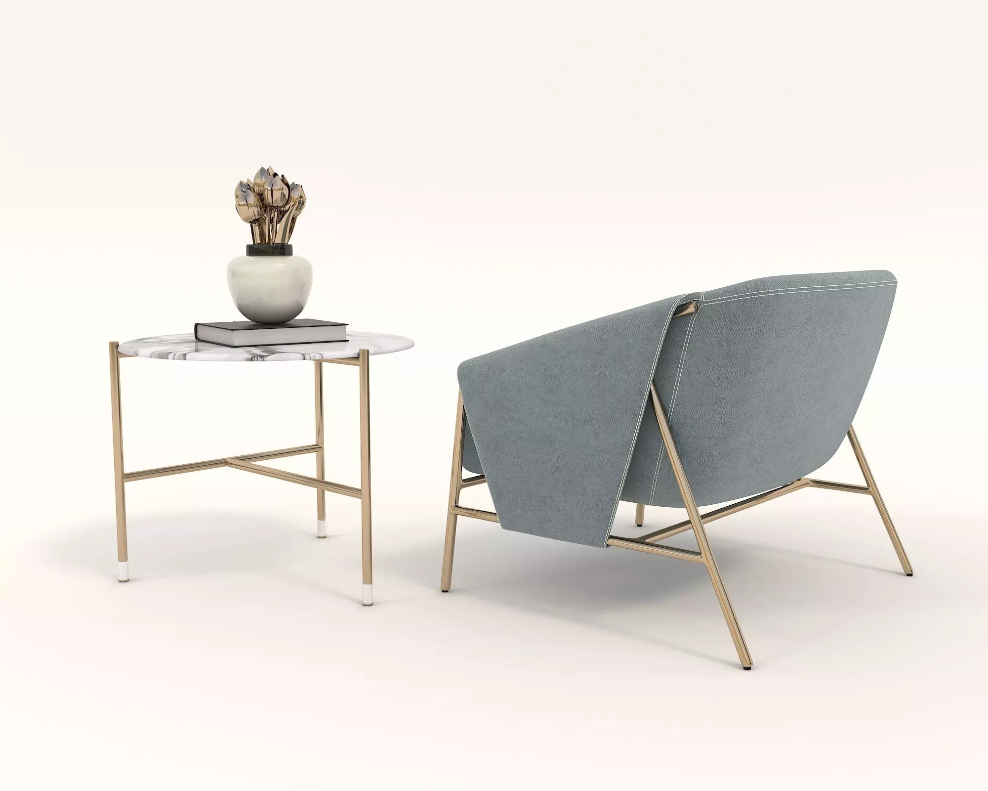 Modern Coffee Table and Armchair Set 32 3D model_2