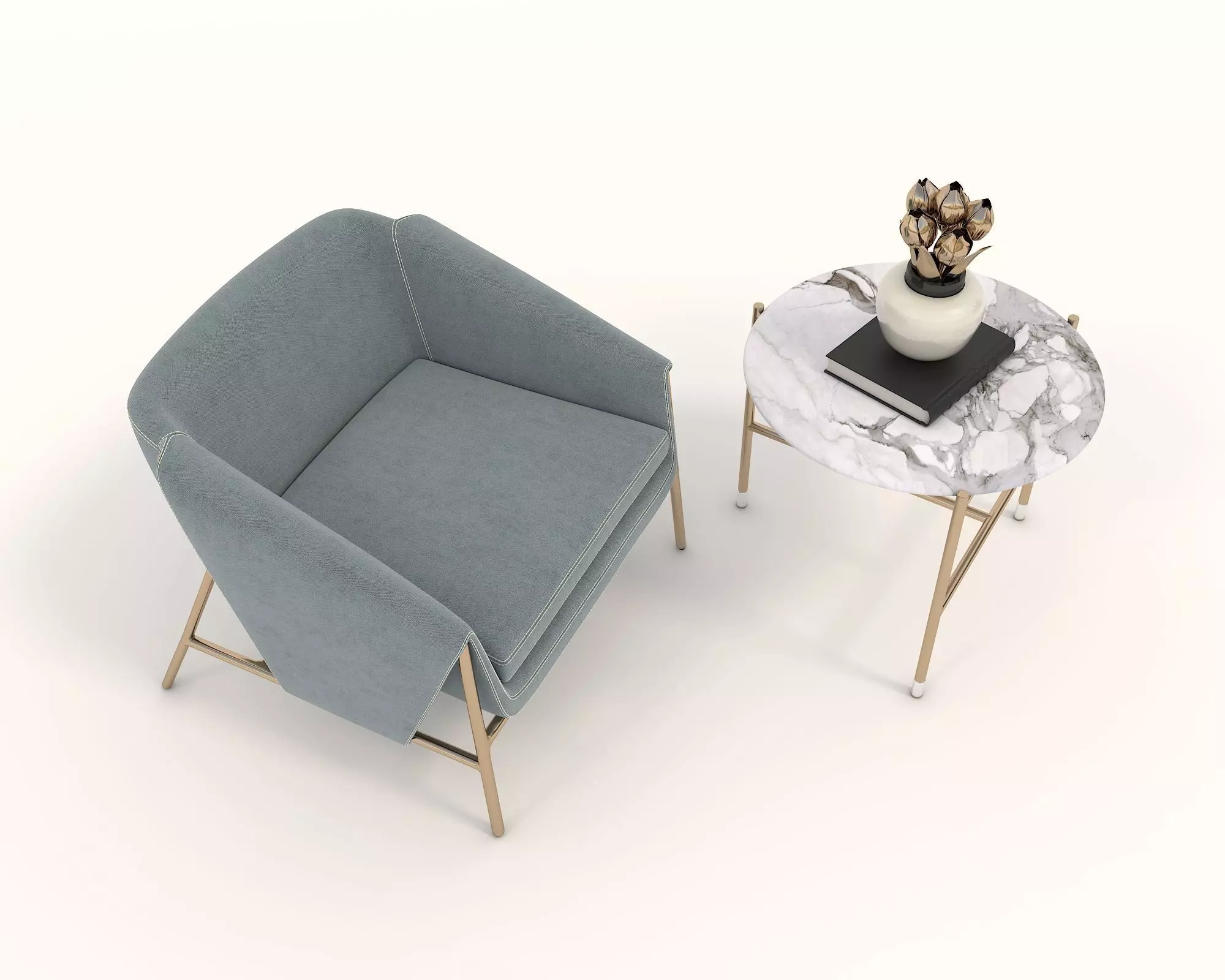 Modern Coffee Table and Armchair Set 32 3D model_1