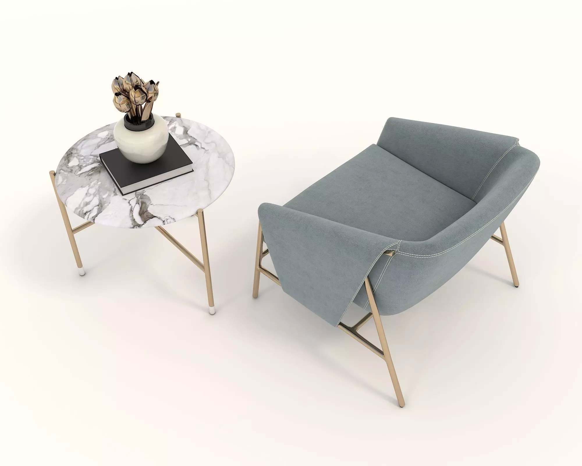 Modern Coffee Table and Armchair Set 32 3D model_3