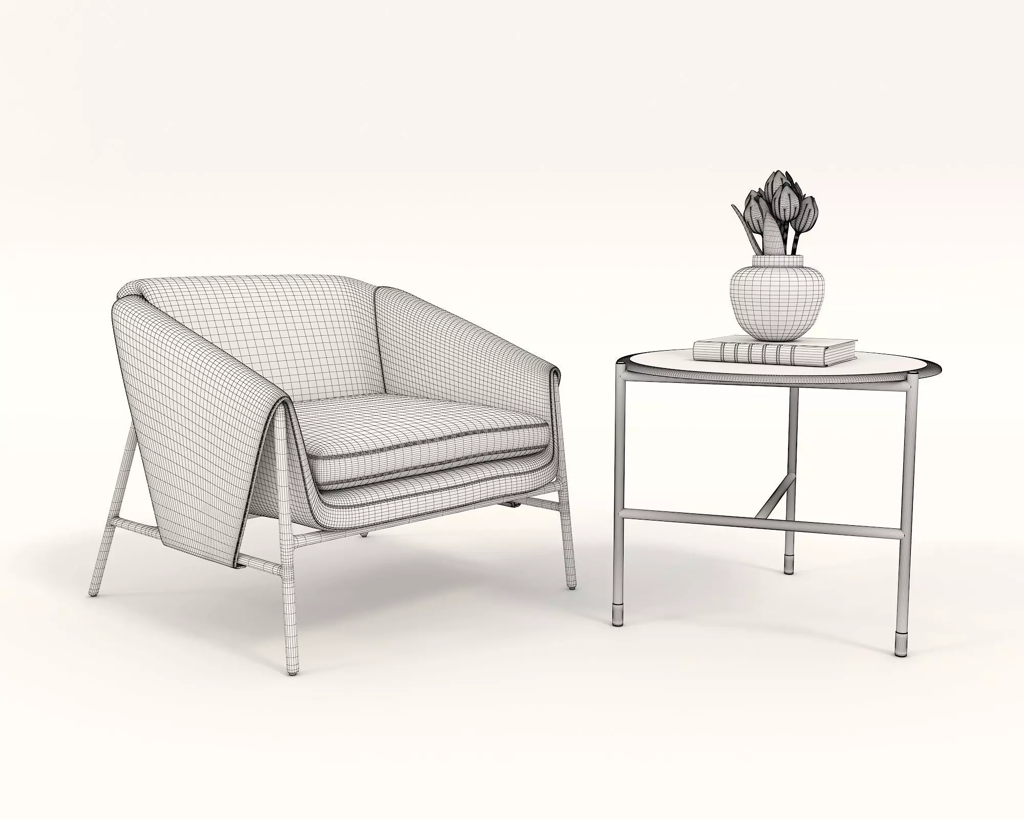 Modern Coffee Table and Armchair Set 32 3D model_7