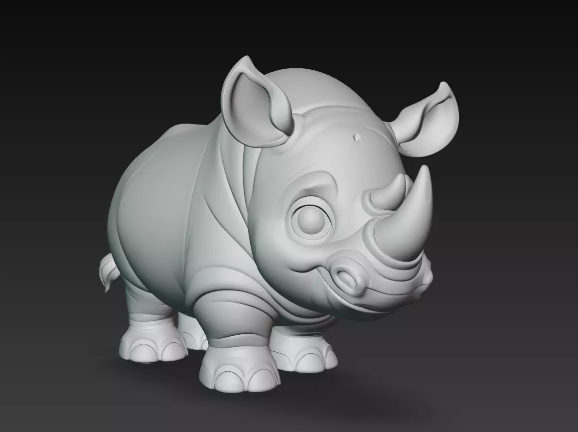 Rhino - Stylized Cartoon Animal 3D Model 3D print model_7