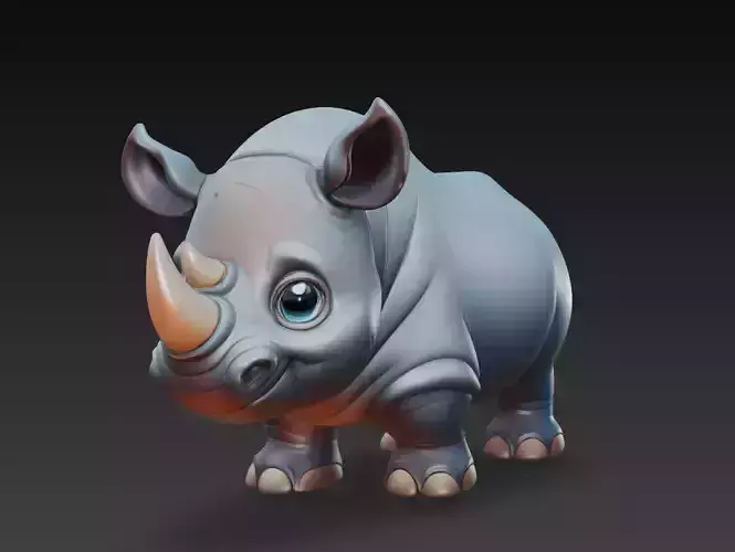 Rhino - Stylized Cartoon Animal 3D Model 3D print model Rhino - Stylized Cartoon Animal 3D Model 3D print model