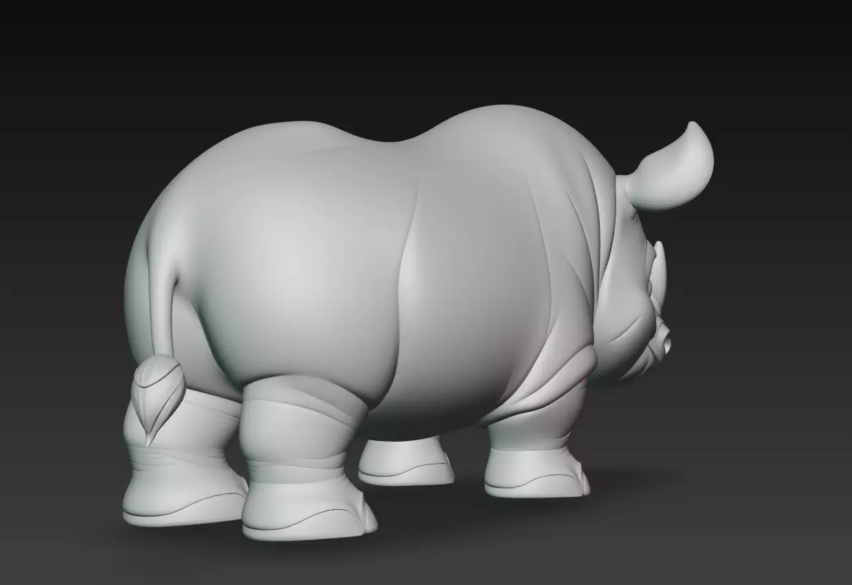 Rhino - Stylized Cartoon Animal 3D Model 3D print model_14
