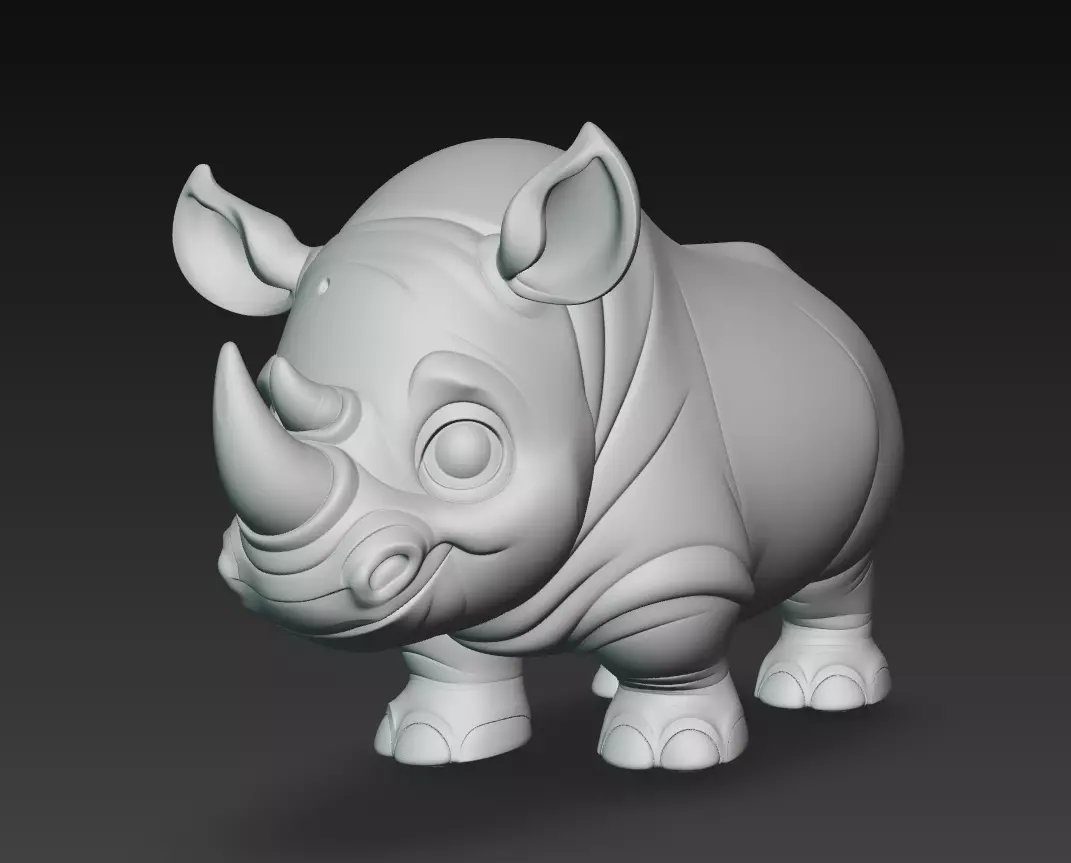 Rhino - Stylized Cartoon Animal 3D Model 3D print model_11