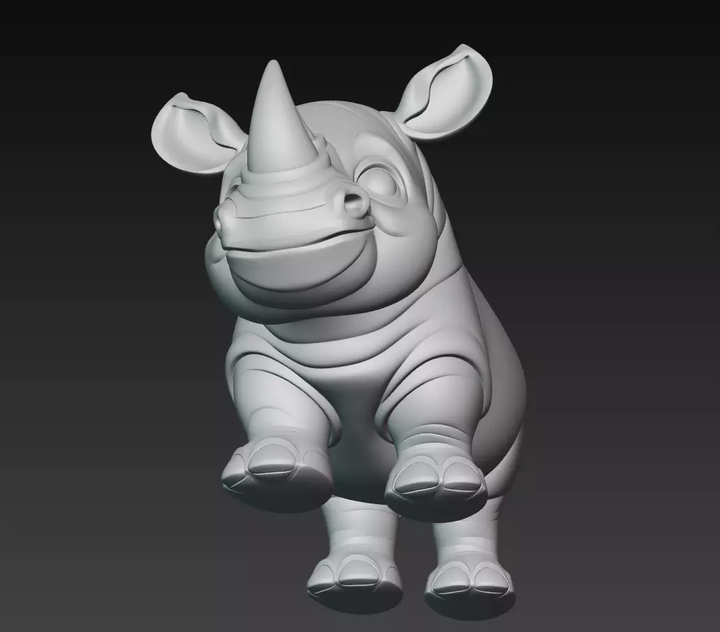 Rhino - Stylized Cartoon Animal 3D Model 3D print model_10