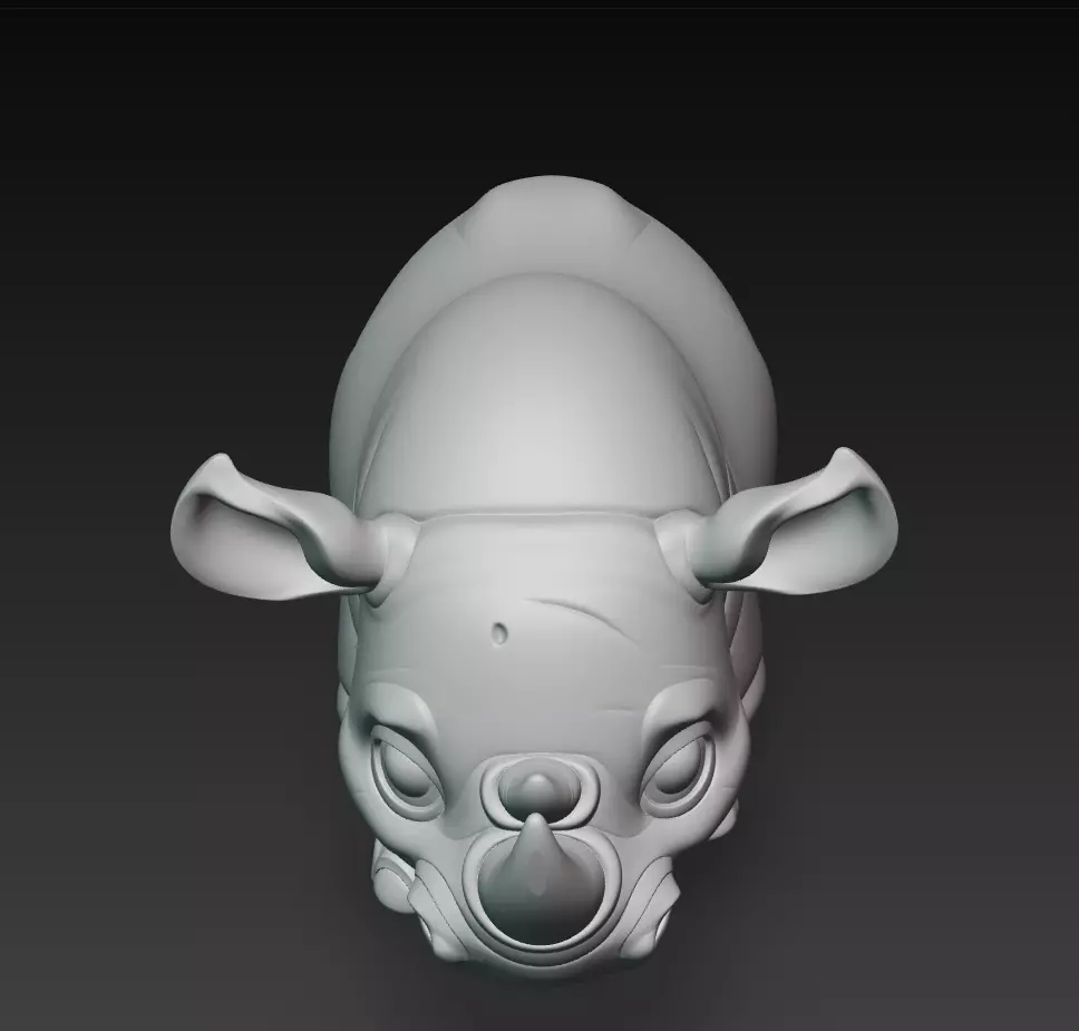 Rhino - Stylized Cartoon Animal 3D Model 3D print model_8