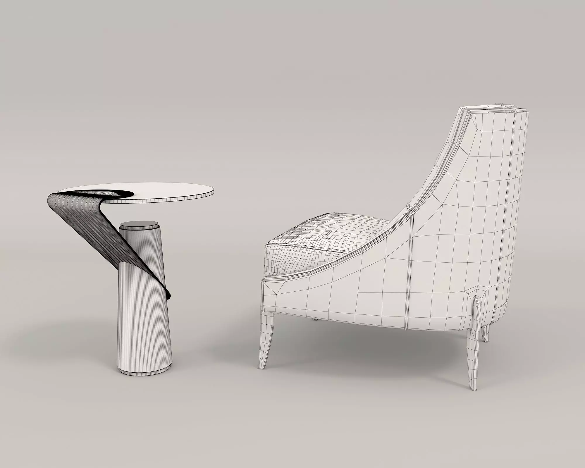 Modern Coffee Table and Armchair Set 34 3D model_9
