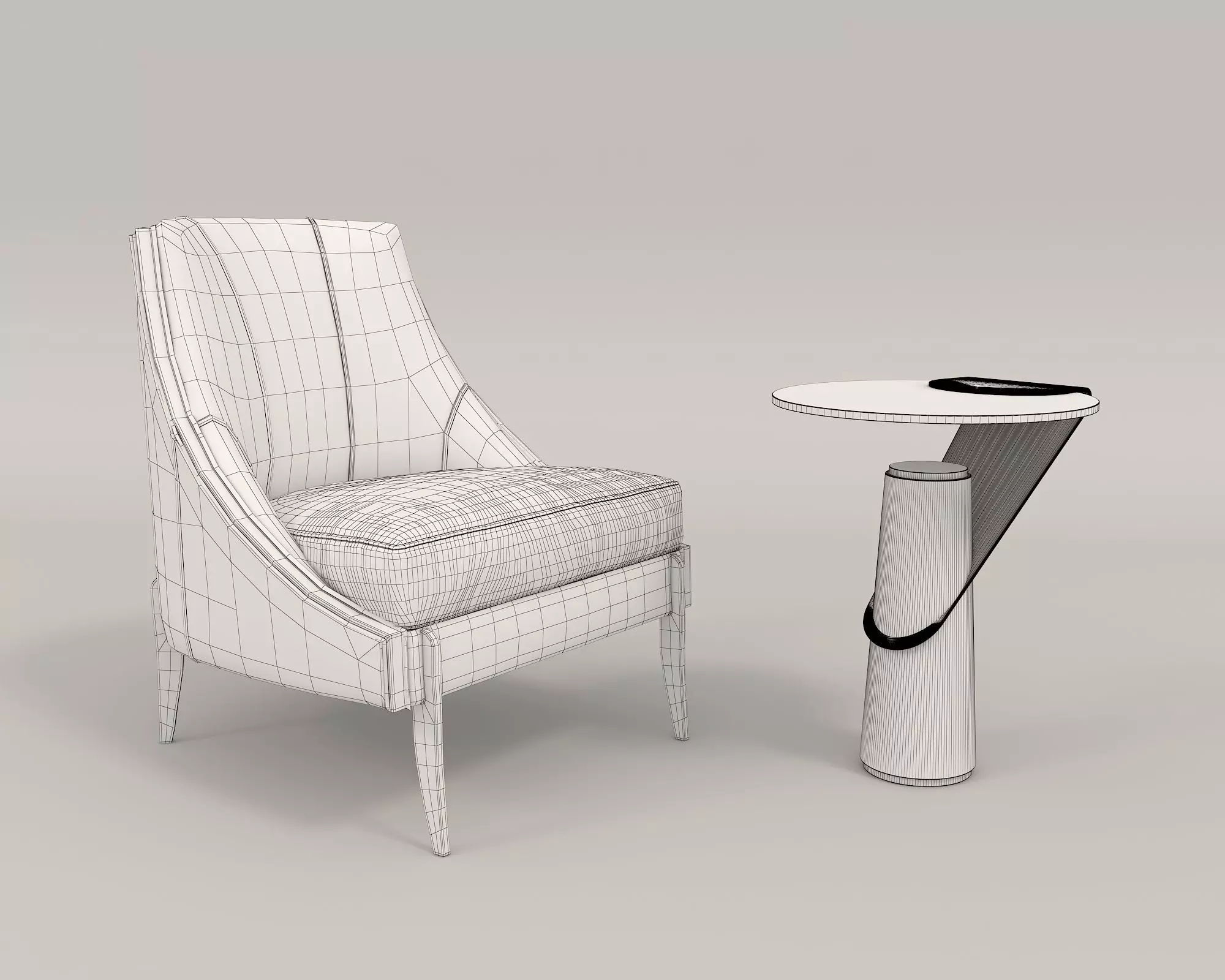 Modern Coffee Table and Armchair Set 34 3D model_8
