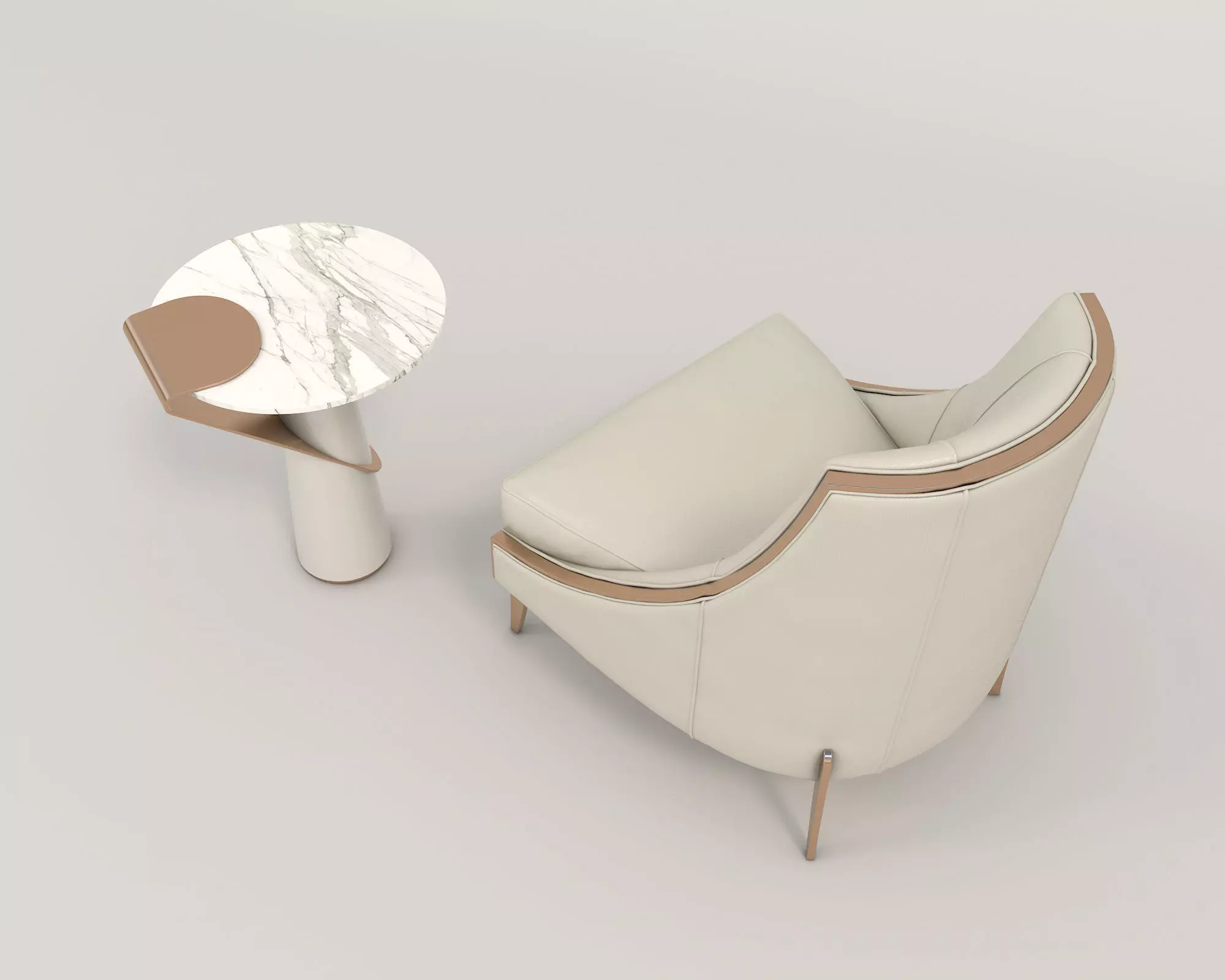 Modern Coffee Table and Armchair Set 34 3D model_4