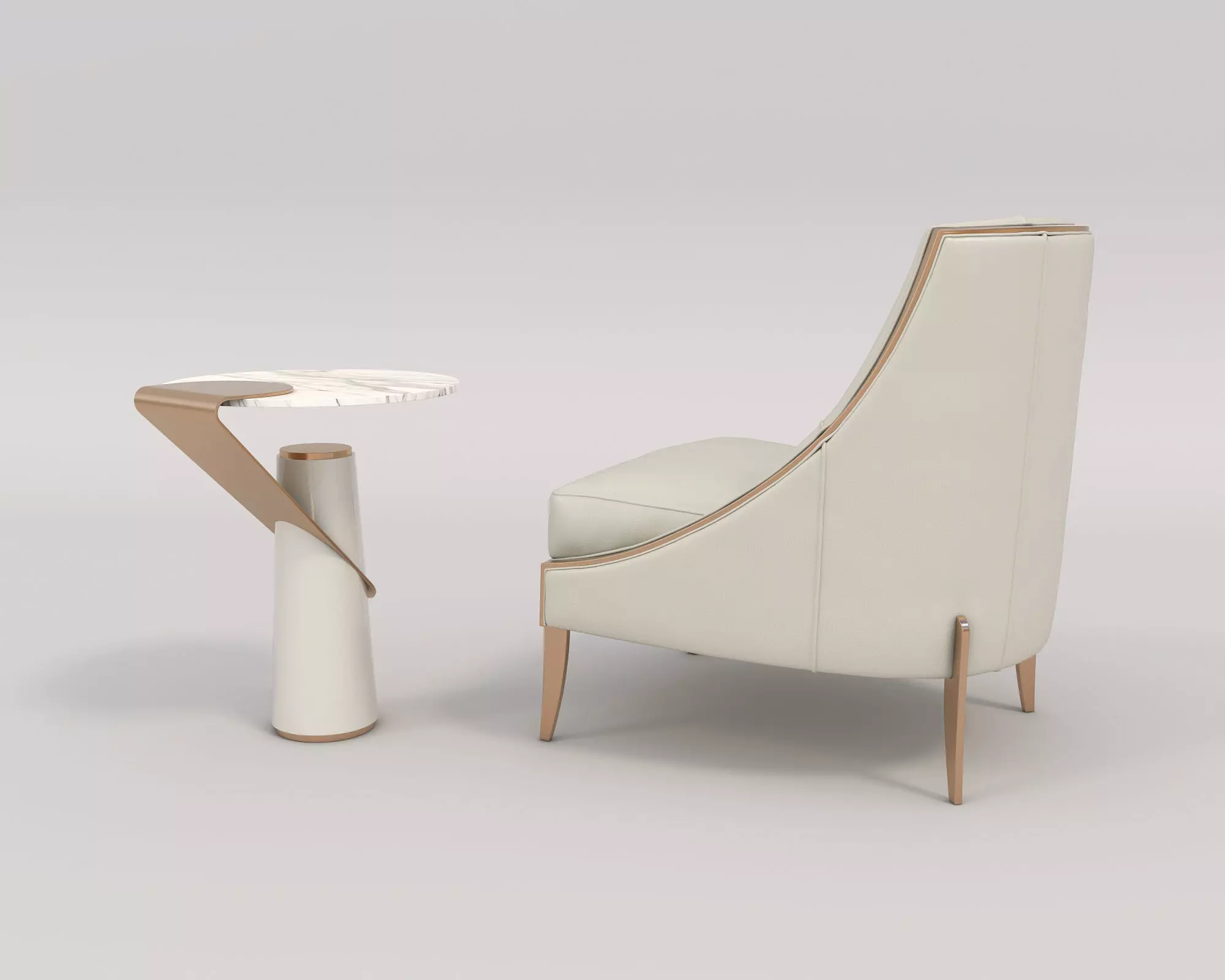 Modern Coffee Table and Armchair Set 34 3D model_2