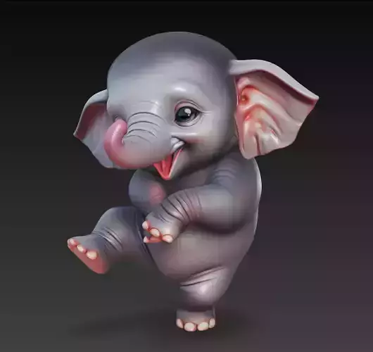 Dancing Baby Elephant - Cute Stylized 3D Character