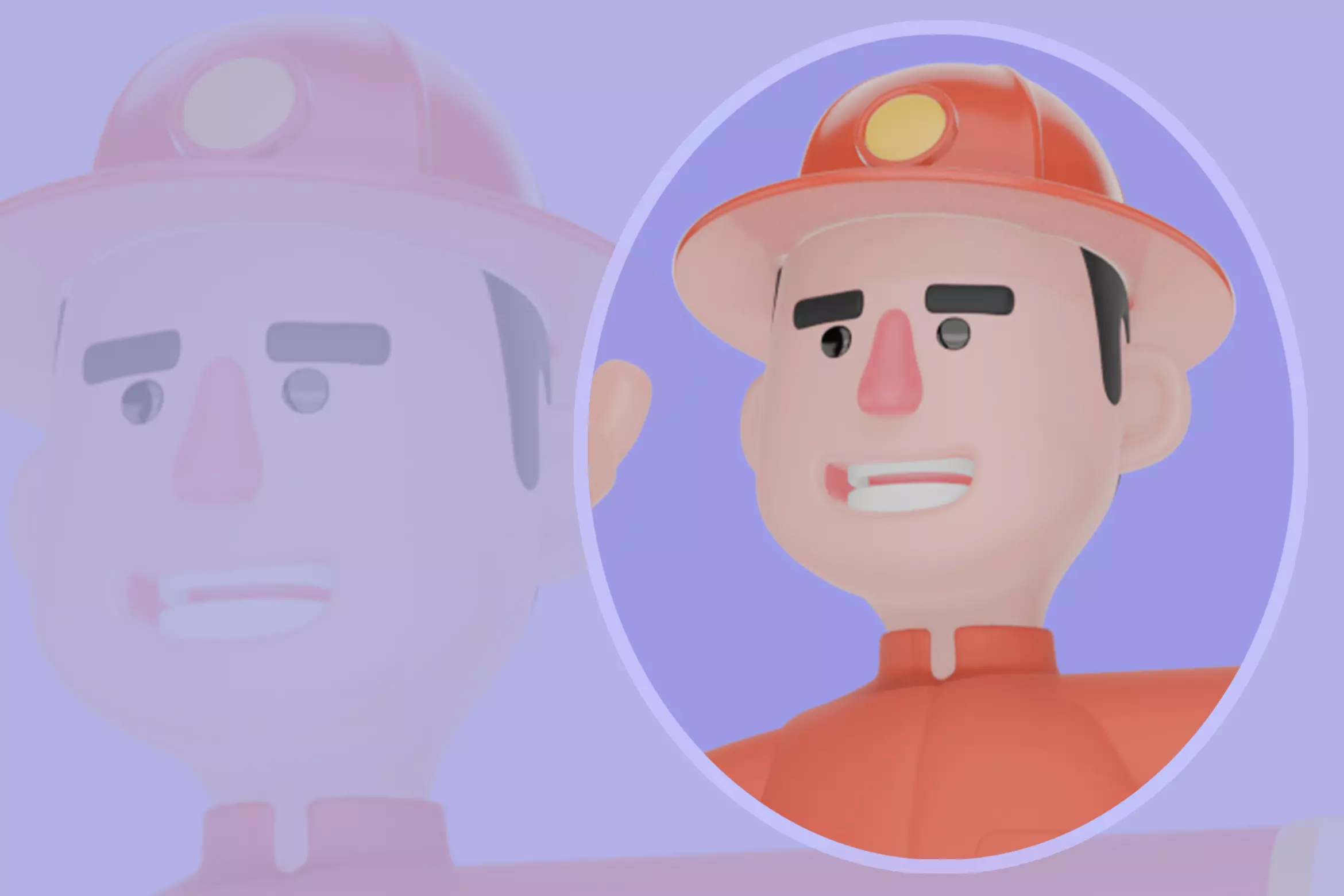 Stylized 3D Firefighter Giving Stop Sign - Cartoon Fireman 3D model_0