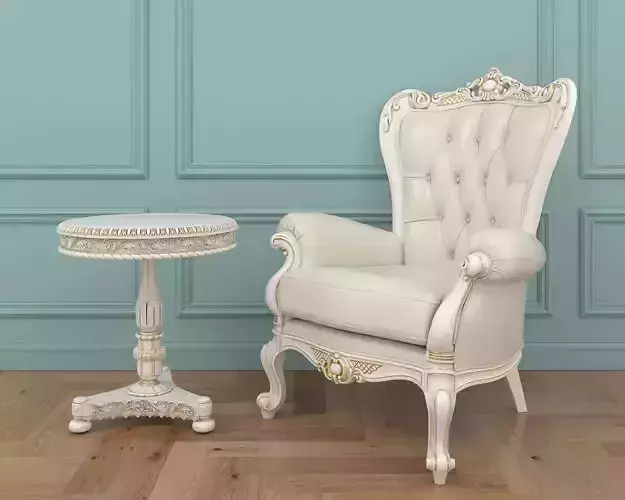 Classic European Style Coffee Table and Armchair 9