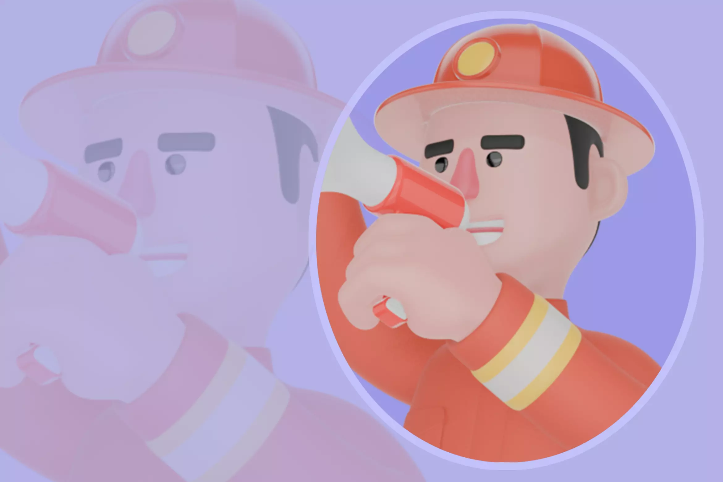 Stylized 3D Firefighter with Megaphone-Cartoon Fireman Character 3D model
