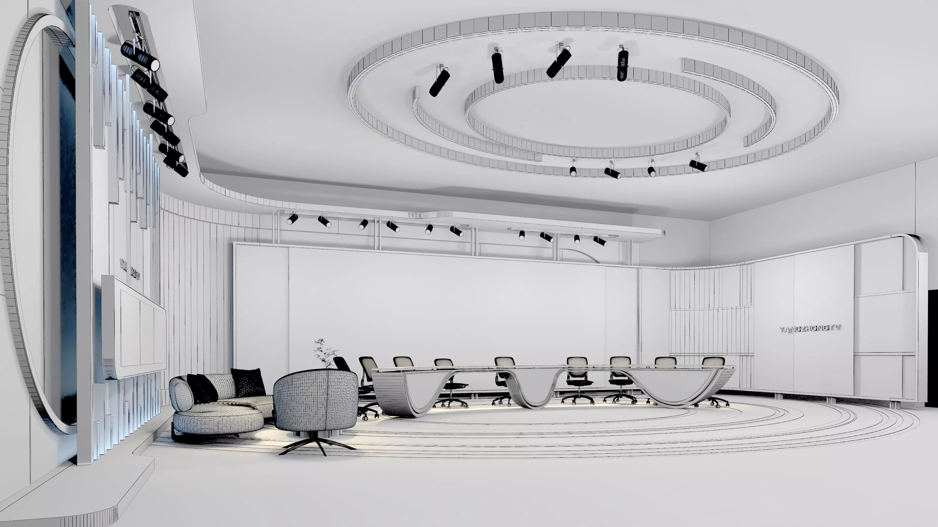 Virtual Broadcast Studio Low-poly 3D model_17