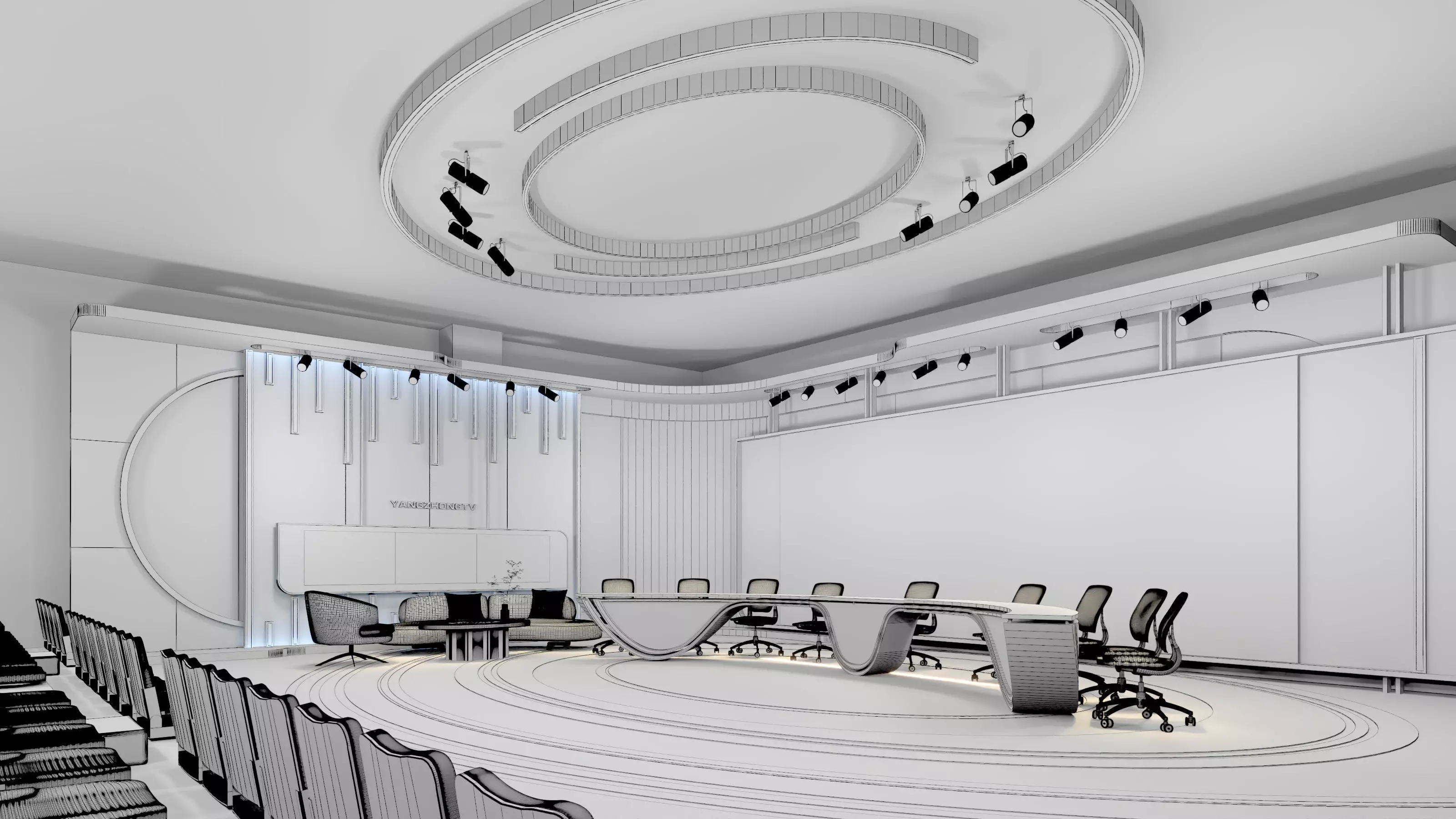 Virtual Broadcast Studio Low-poly 3D model_18