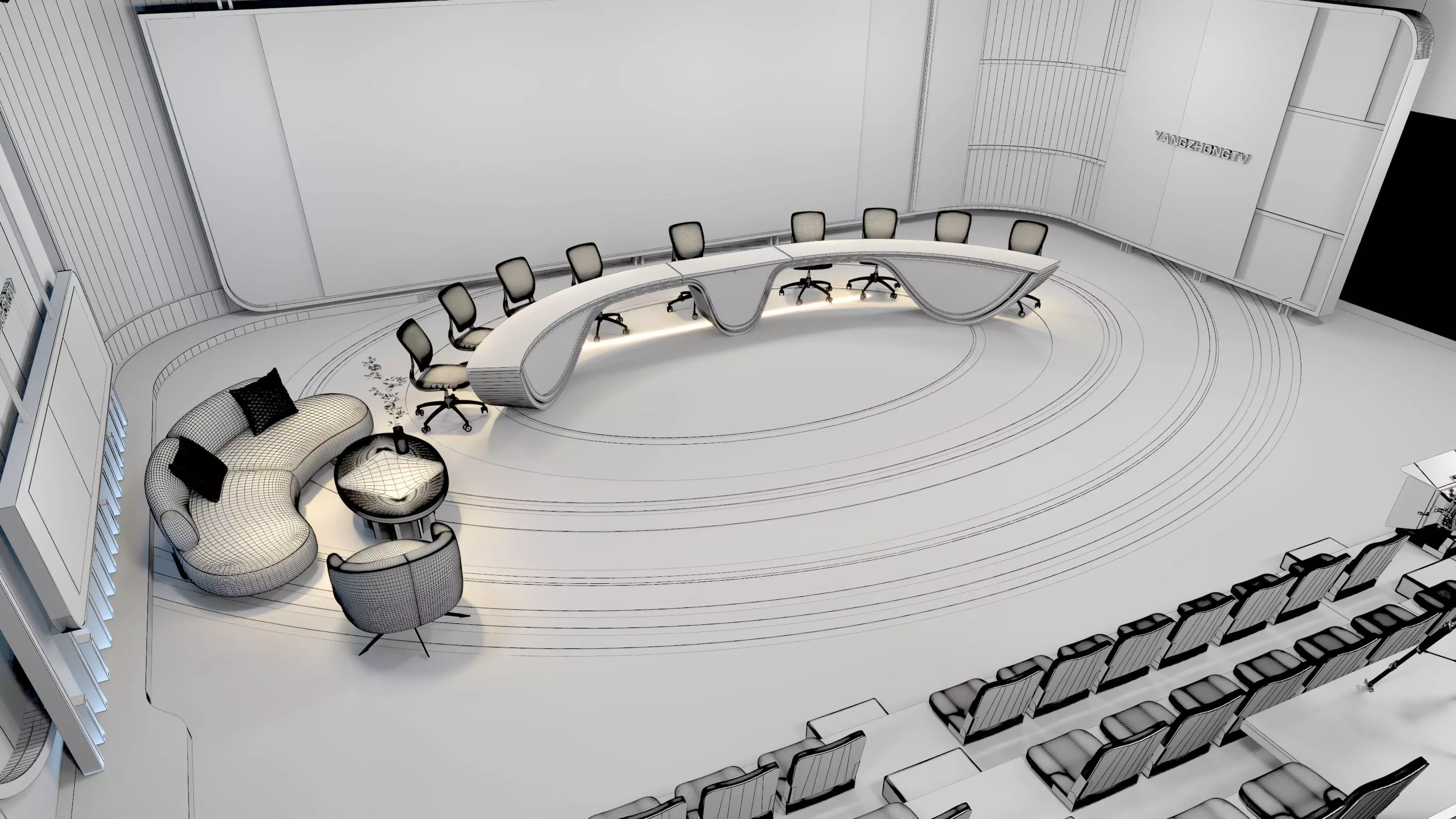 Virtual Broadcast Studio Low-poly 3D model_21