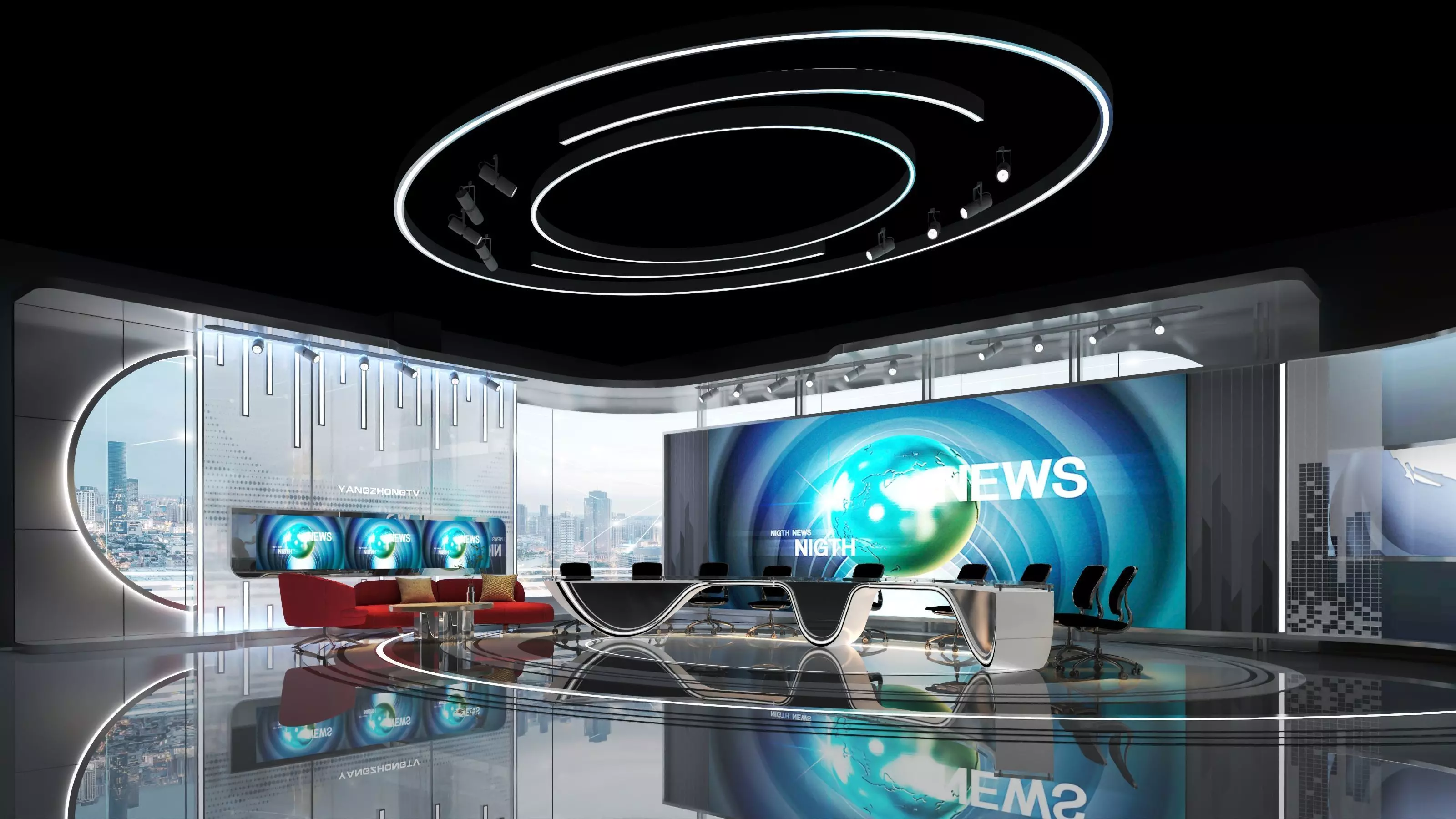 Virtual Broadcast Studio Low-poly 3D model_9