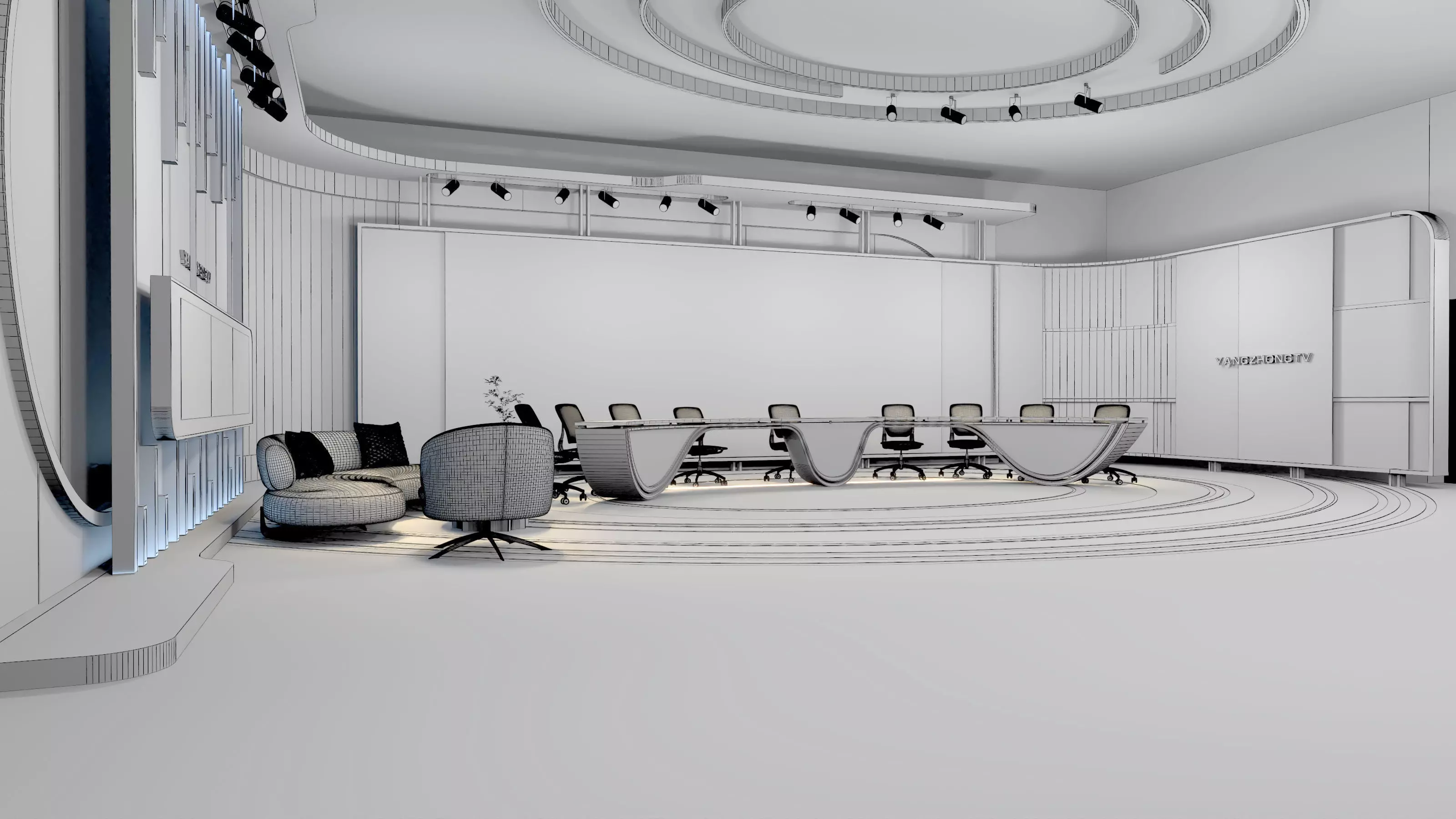 Virtual Broadcast Studio Low-poly 3D model_16