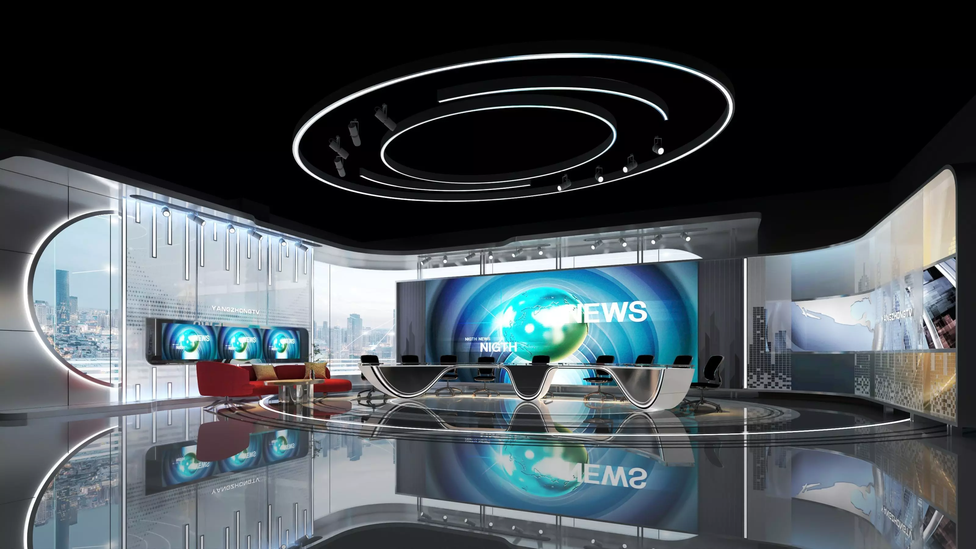 Virtual Broadcast Studio Low-poly 3D model_1