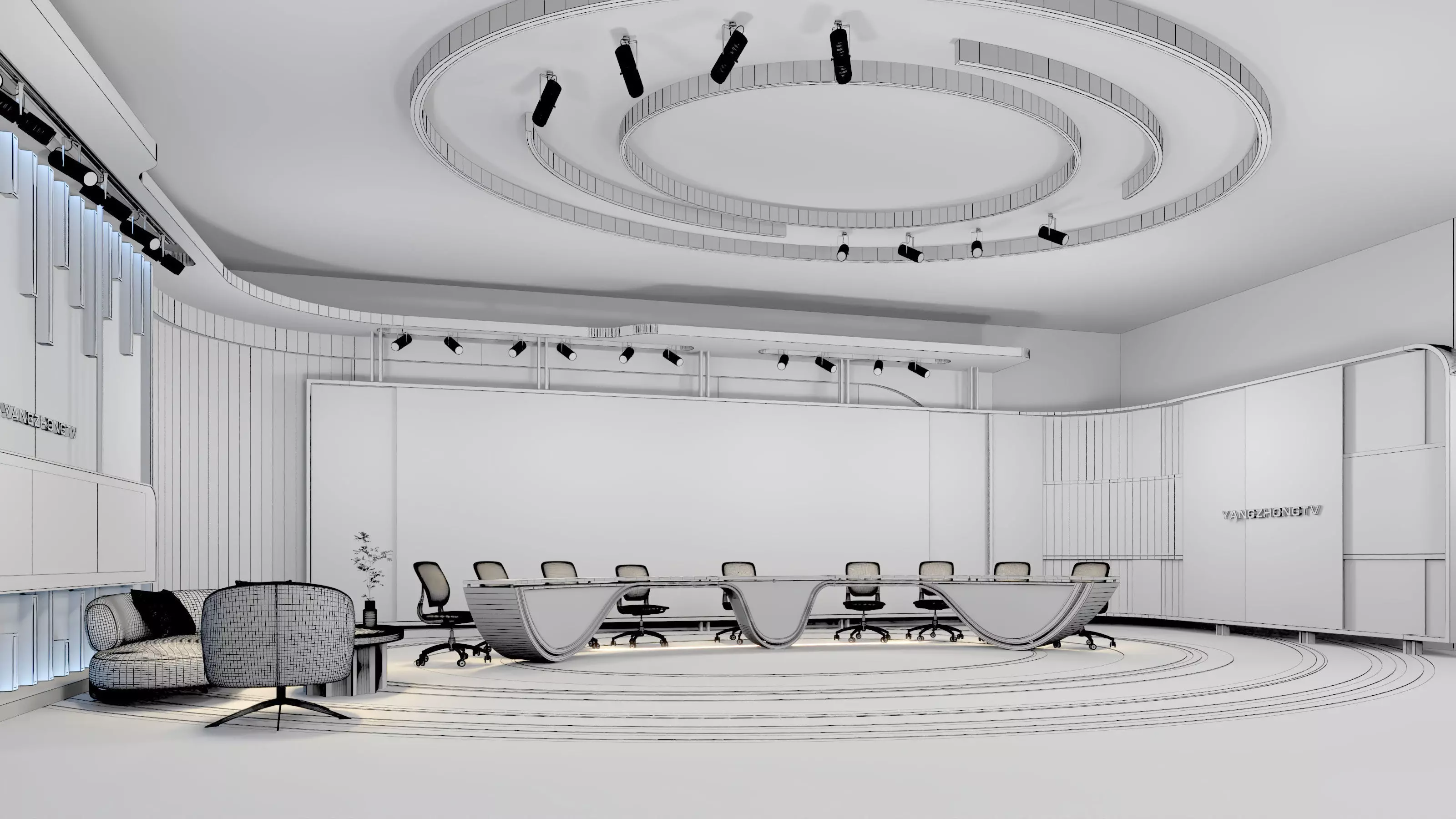 Virtual Broadcast Studio Low-poly 3D model_13