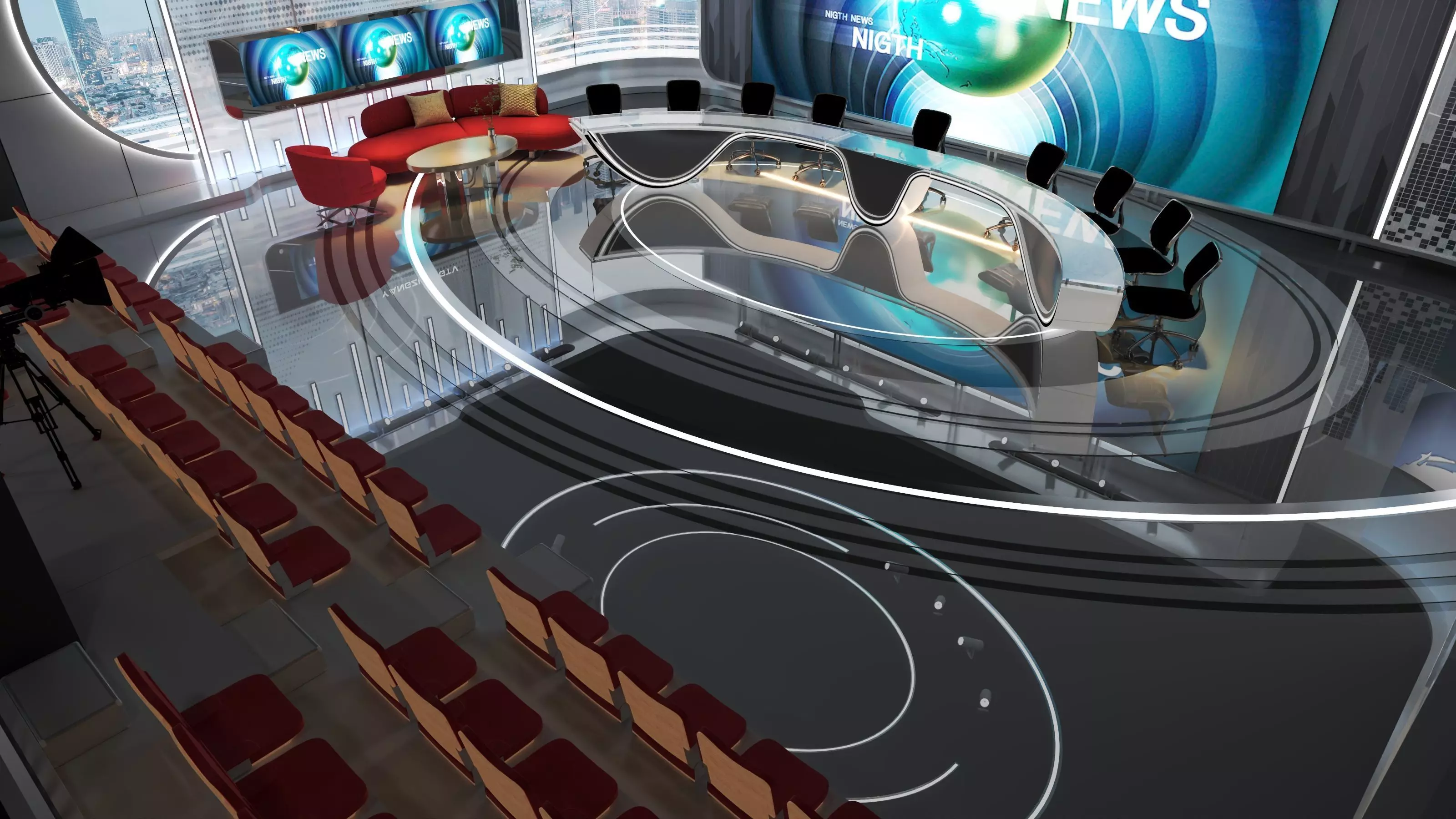 Virtual Broadcast Studio Low-poly 3D model_8