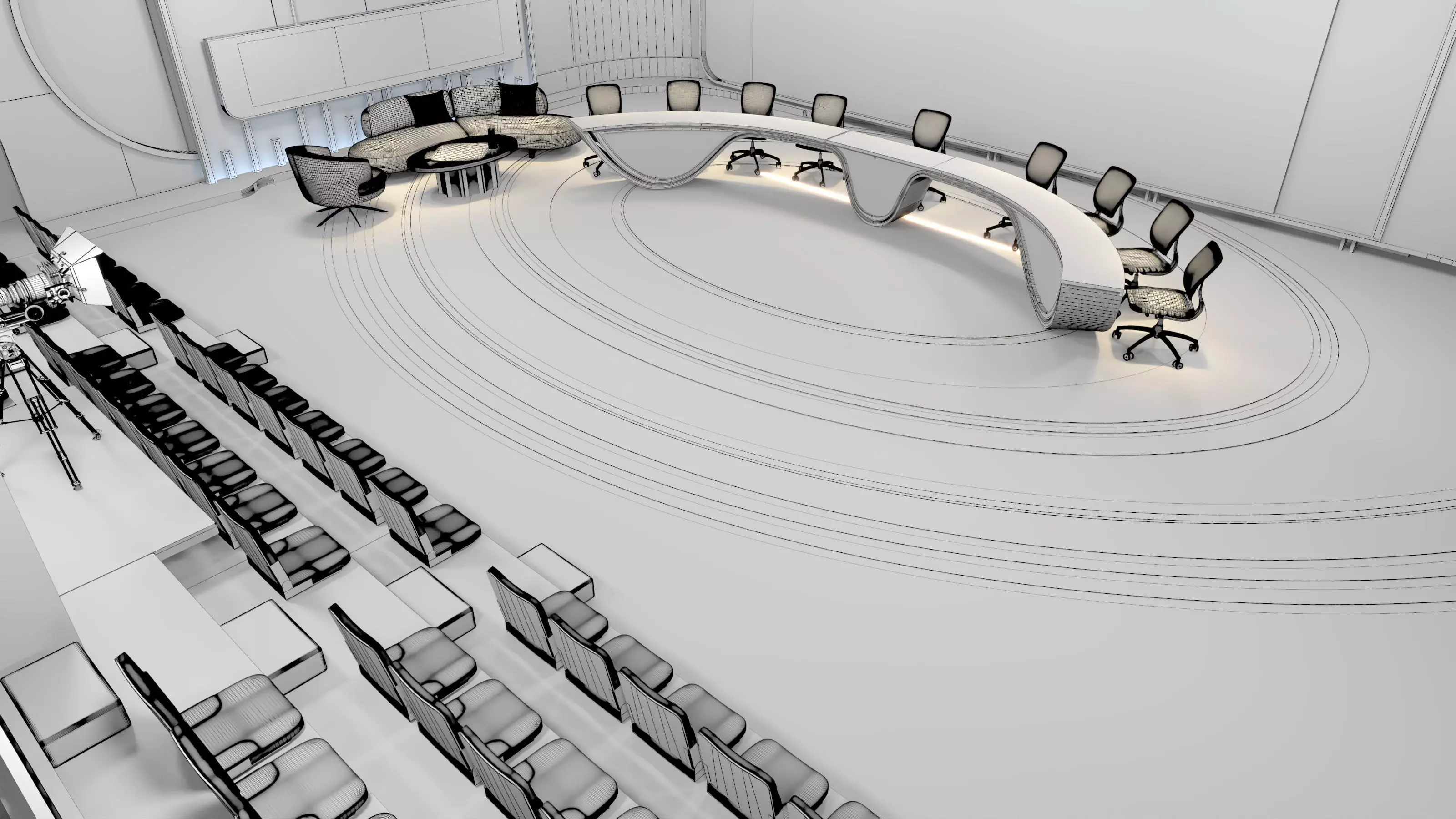 Virtual Broadcast Studio Low-poly 3D model_19