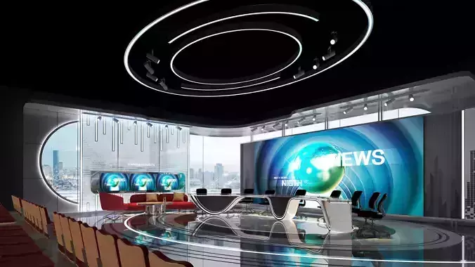 Virtual Broadcast Studio Low-poly 3D model Virtual Broadcast Studio Low-poly 3D model