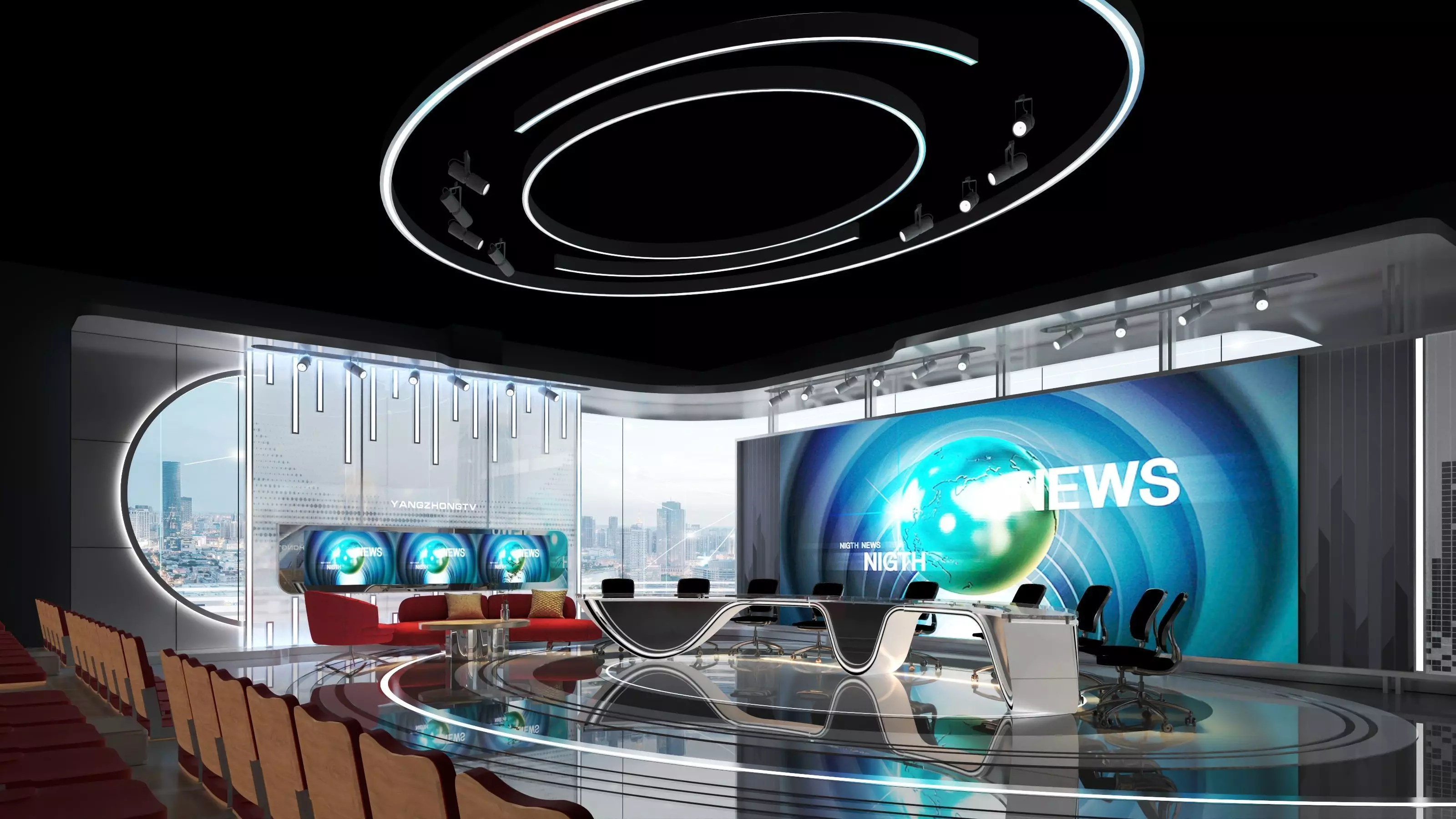 Virtual Broadcast Studio Low-poly 3D model_0